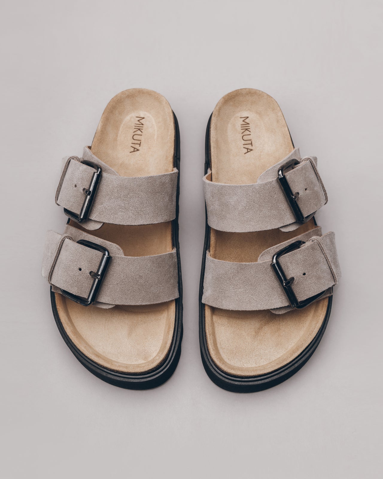 Beige Suede Buckle Sandals - Product photo