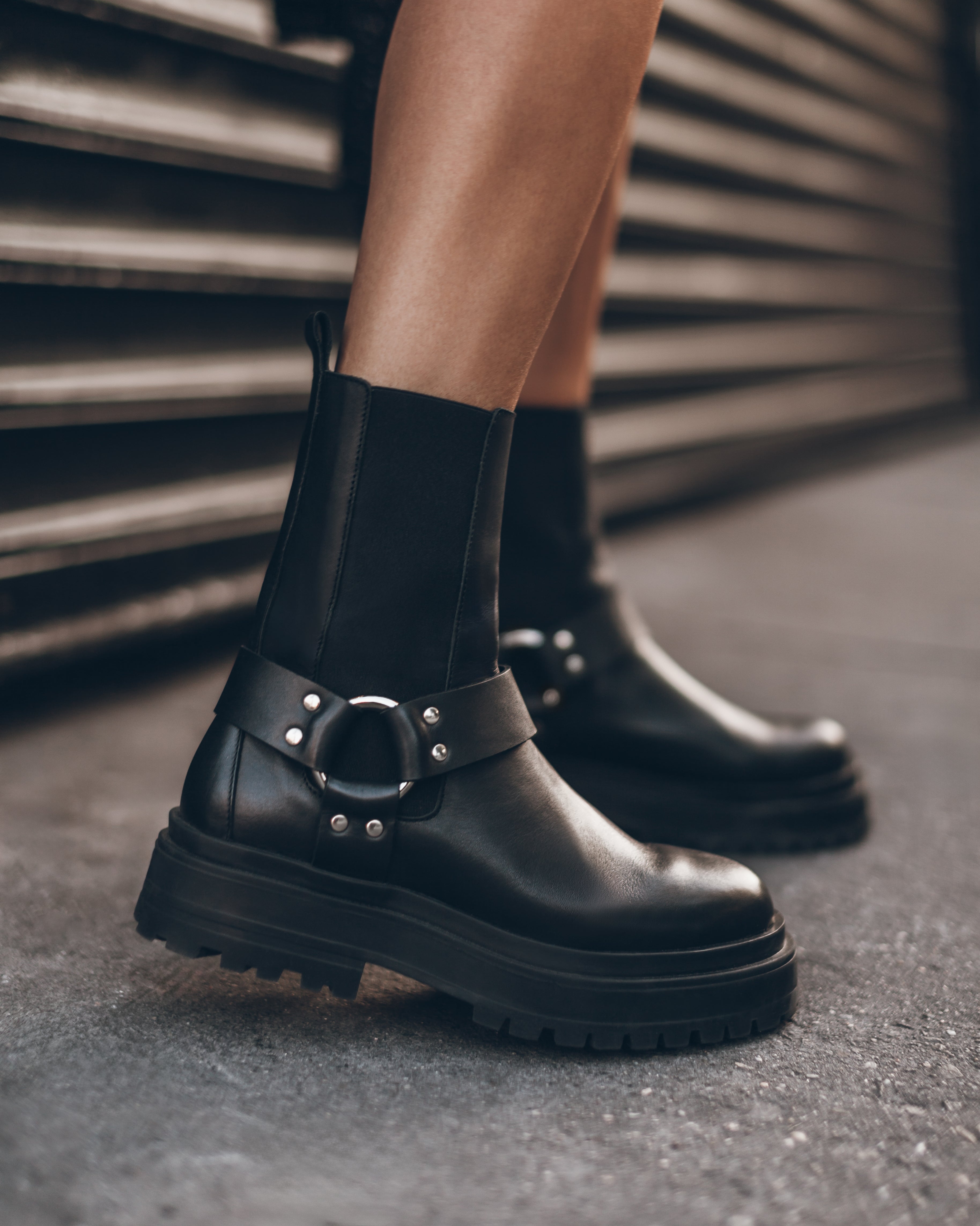 MIKUTA The Black Biker Boots - Main Image