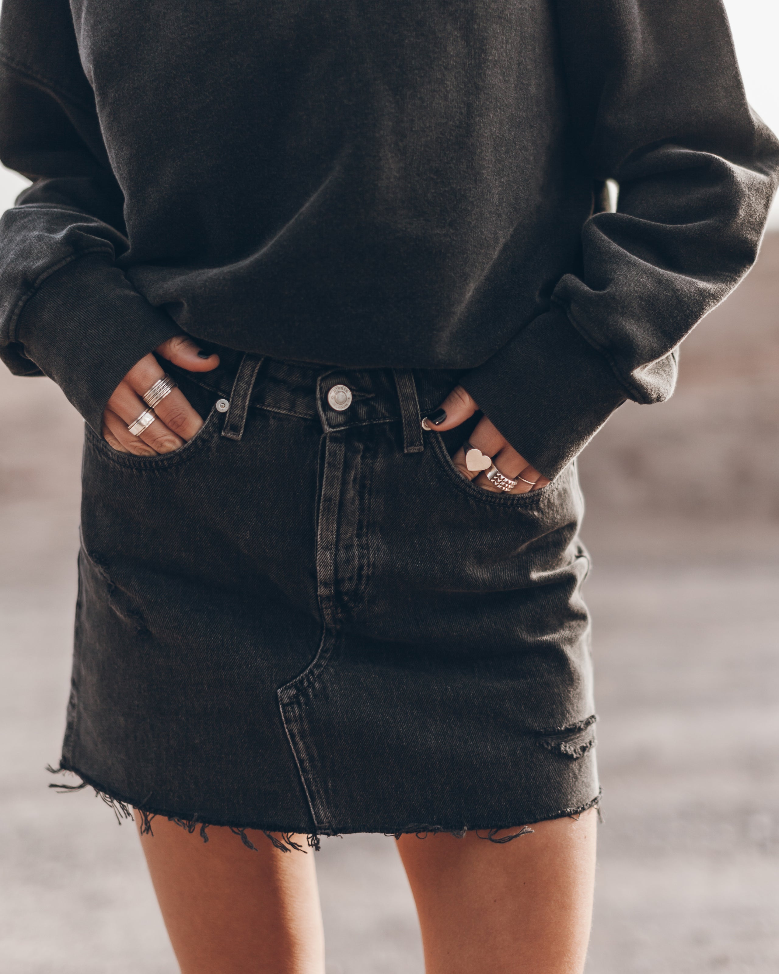 Black Denim Skirt - Product photo