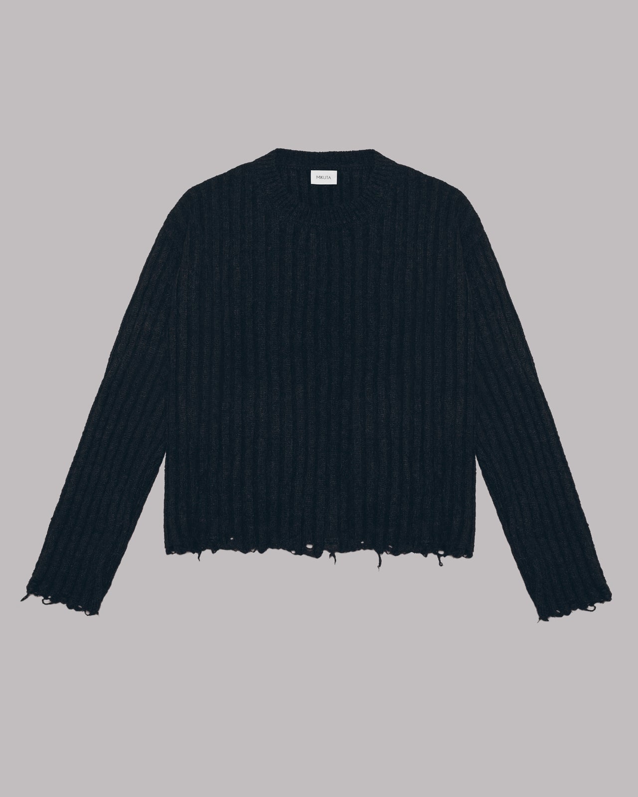 Black Destroyed Knitted Sweater - Product photo