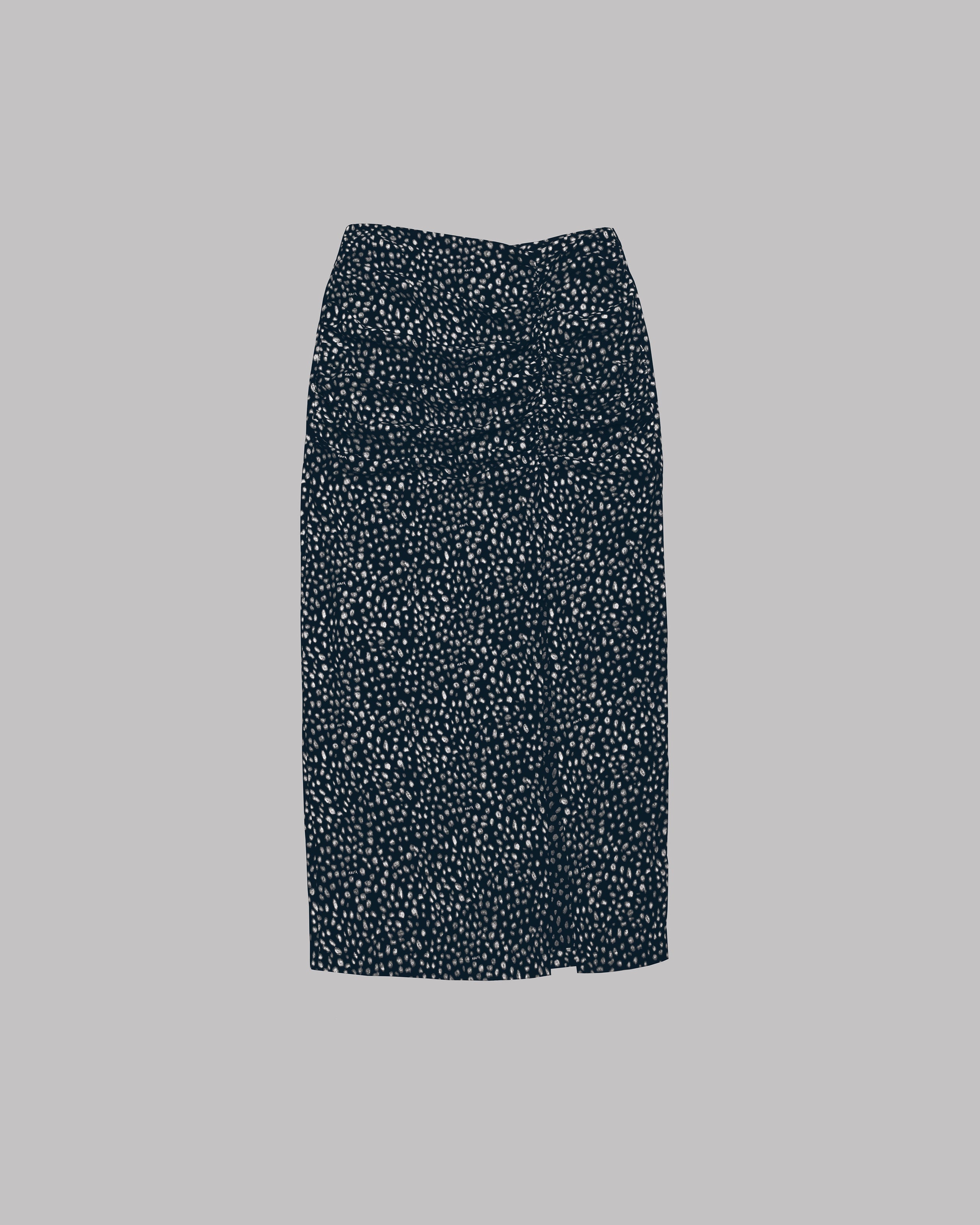 Black Dotted Long Slit Skirt - Product photo