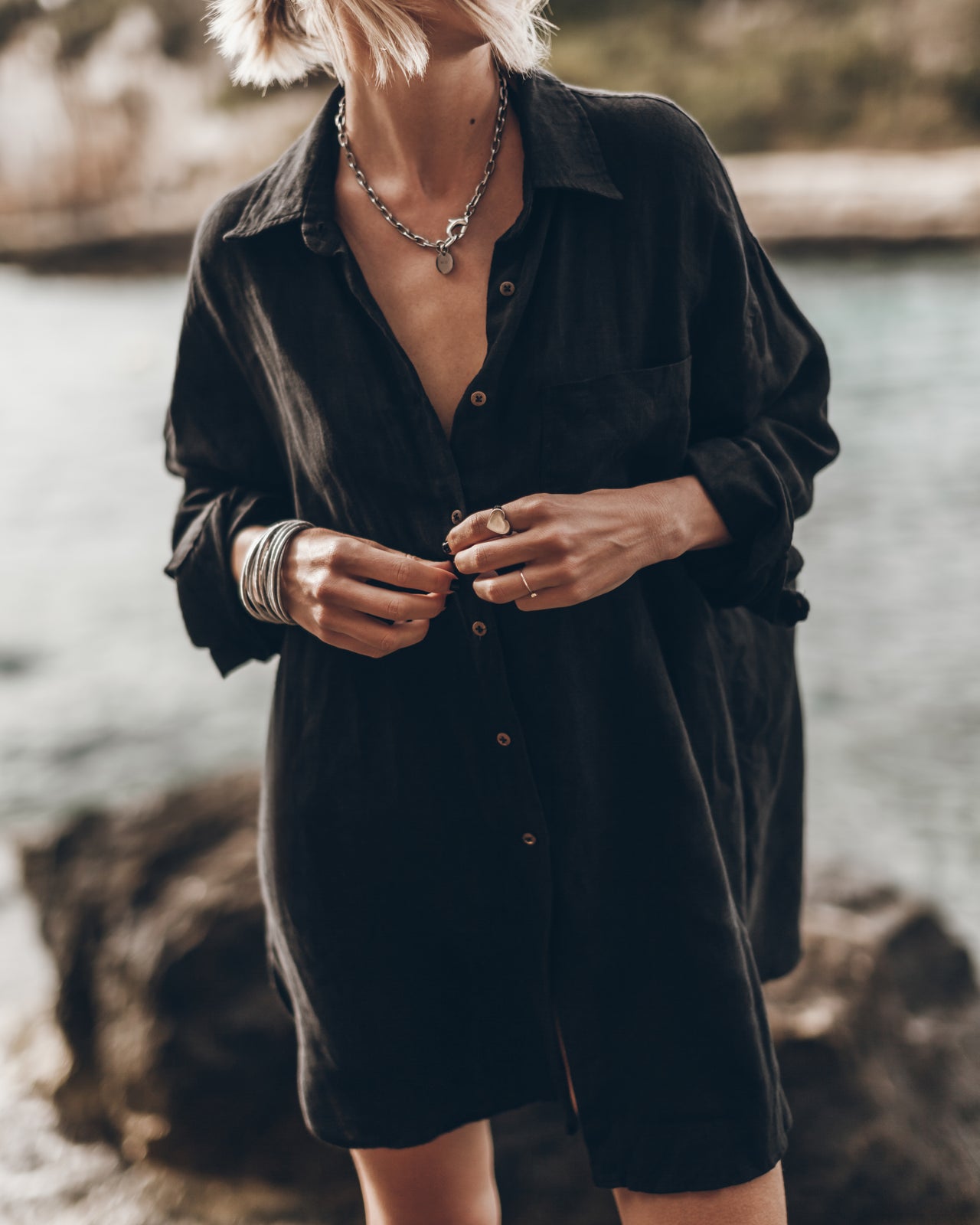 Black Linen Shirt - Product photo