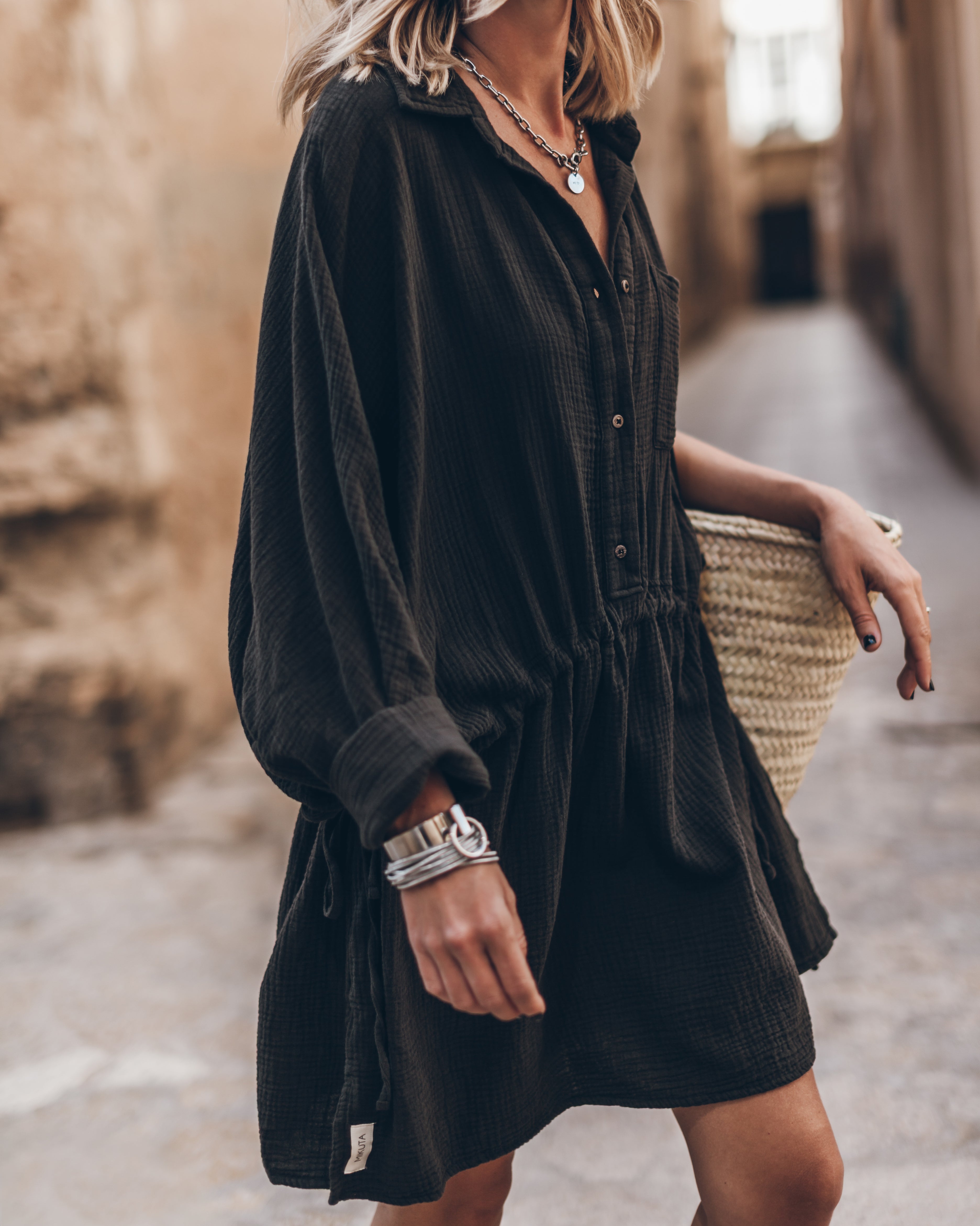 MIKUTA The Black Original Shirt Dress - Main Image