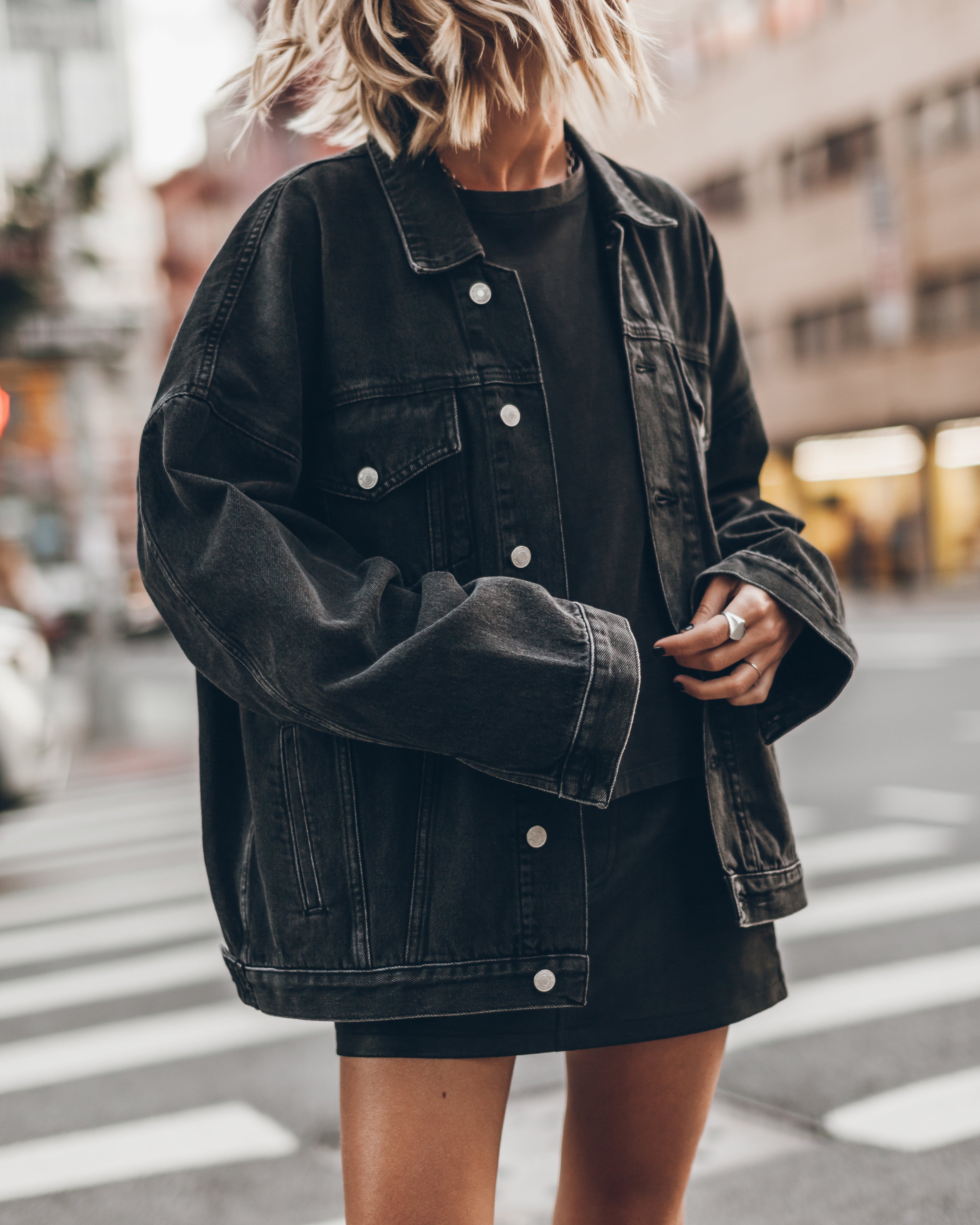 The Black Oversized Denim Jacket – MIKUTA