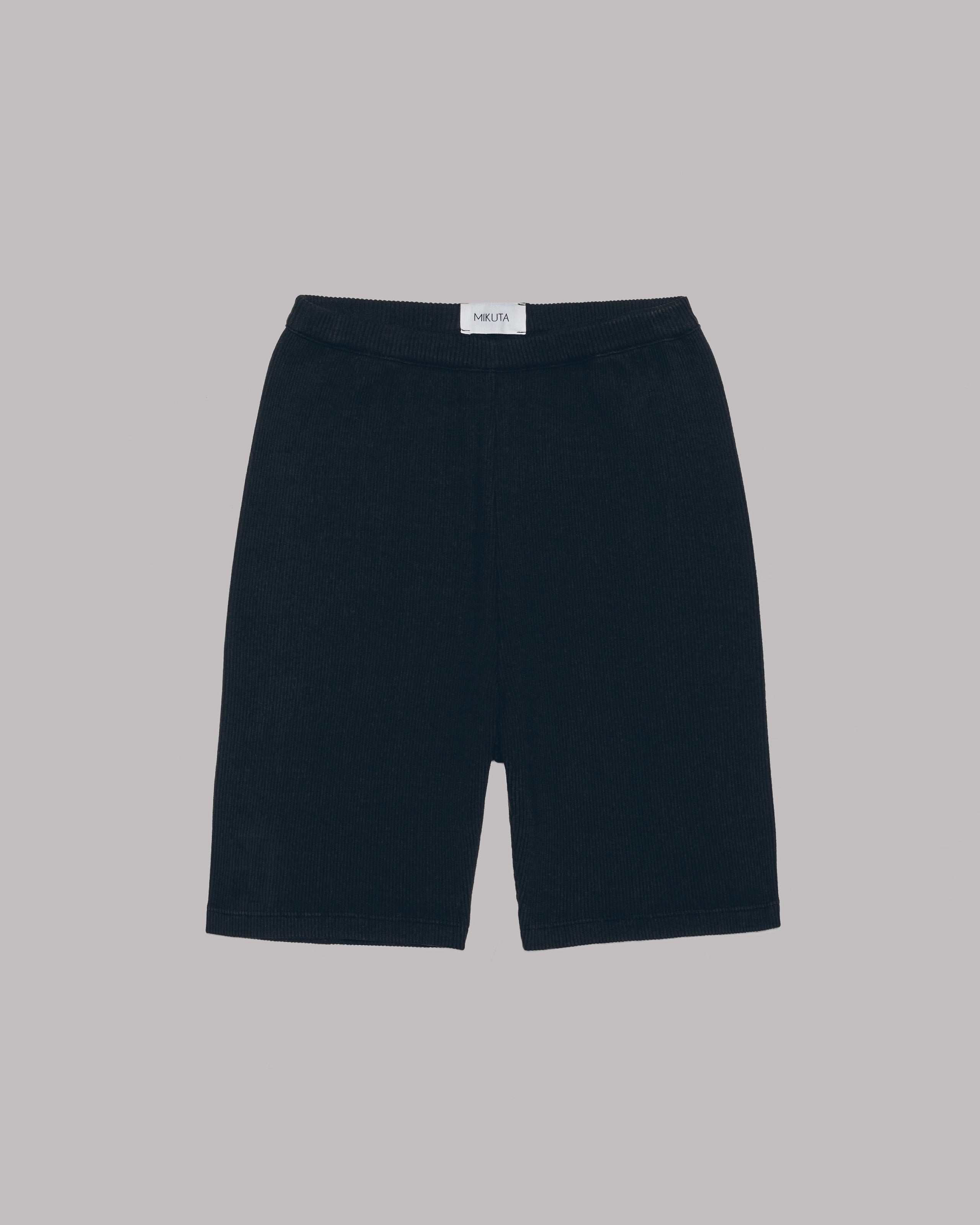 Black Ribbed Biker Shorts - Product photo
