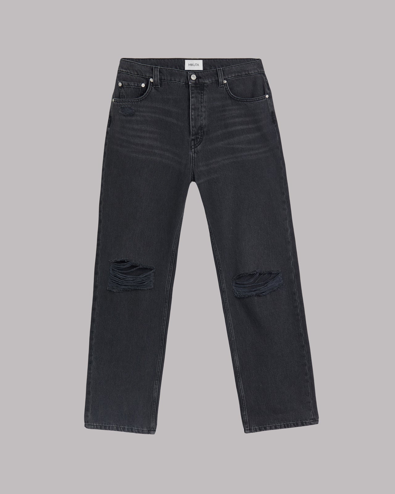 Black Ripped Relaxed Jeans - Product photo