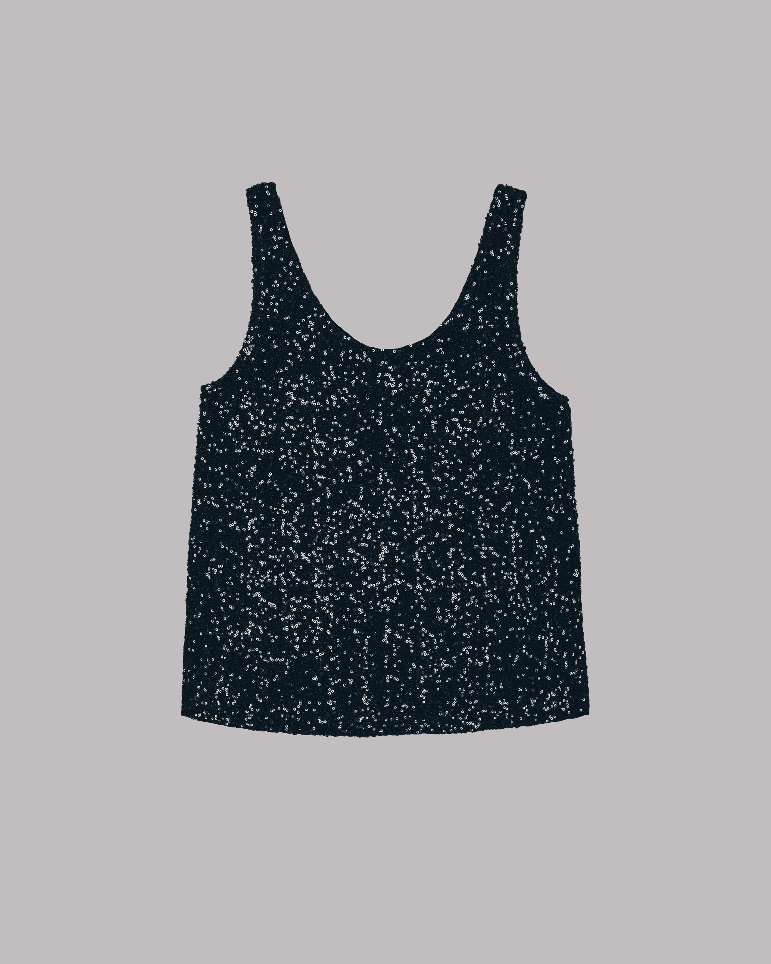 Black Sequin Base Tank Top - Product photo