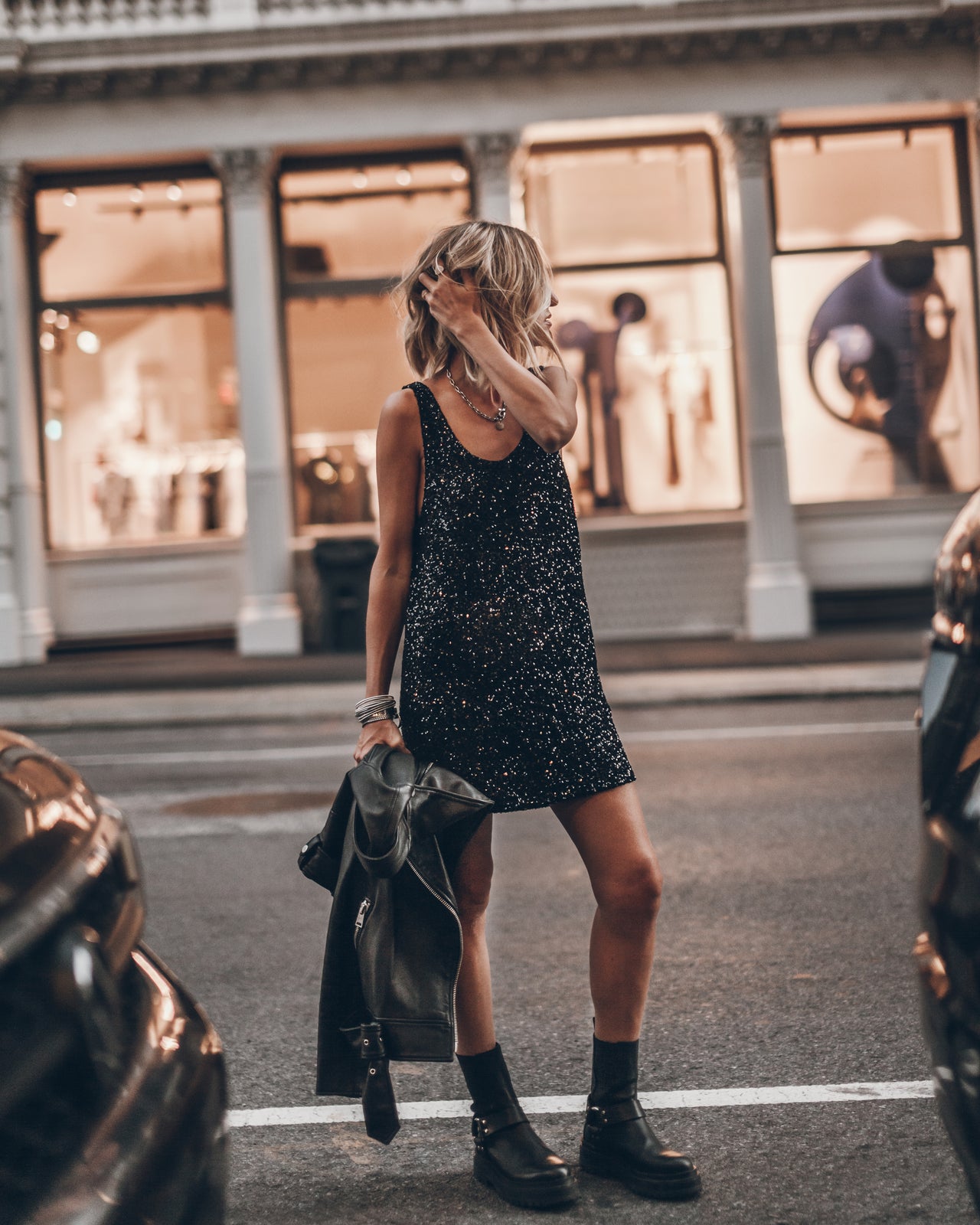 Black Sequin Tank Dress - Product photo