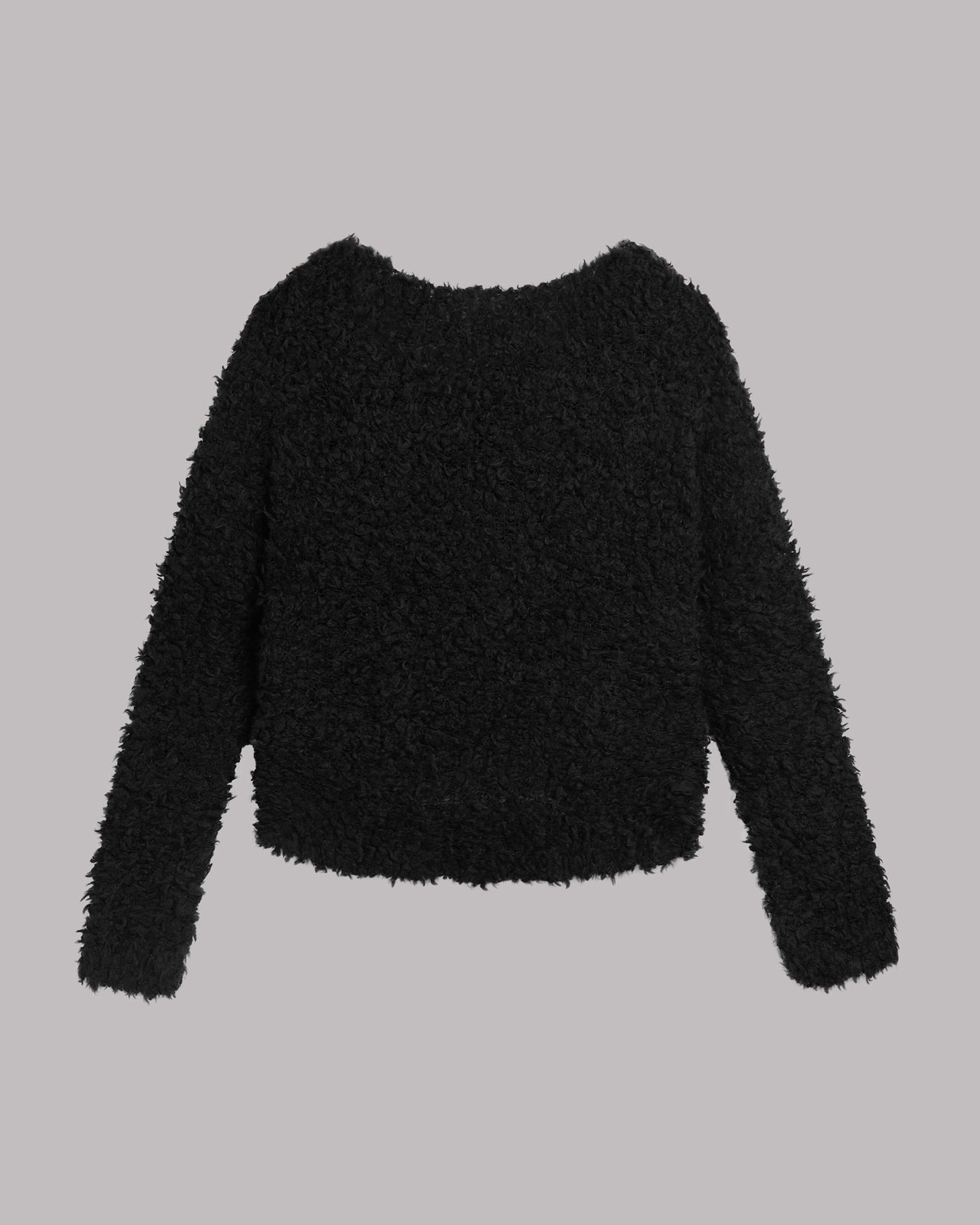 Black Sherpa Cropped Knitted Sweater - Product photo