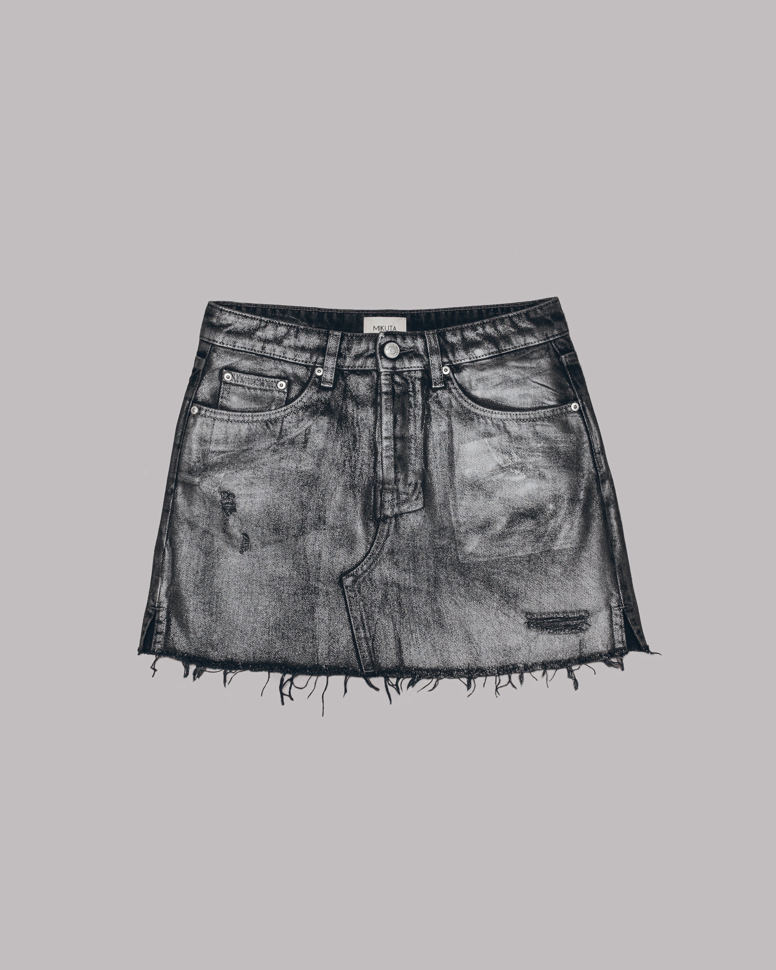 Black Shimmer Denim Skirt - Product photo
