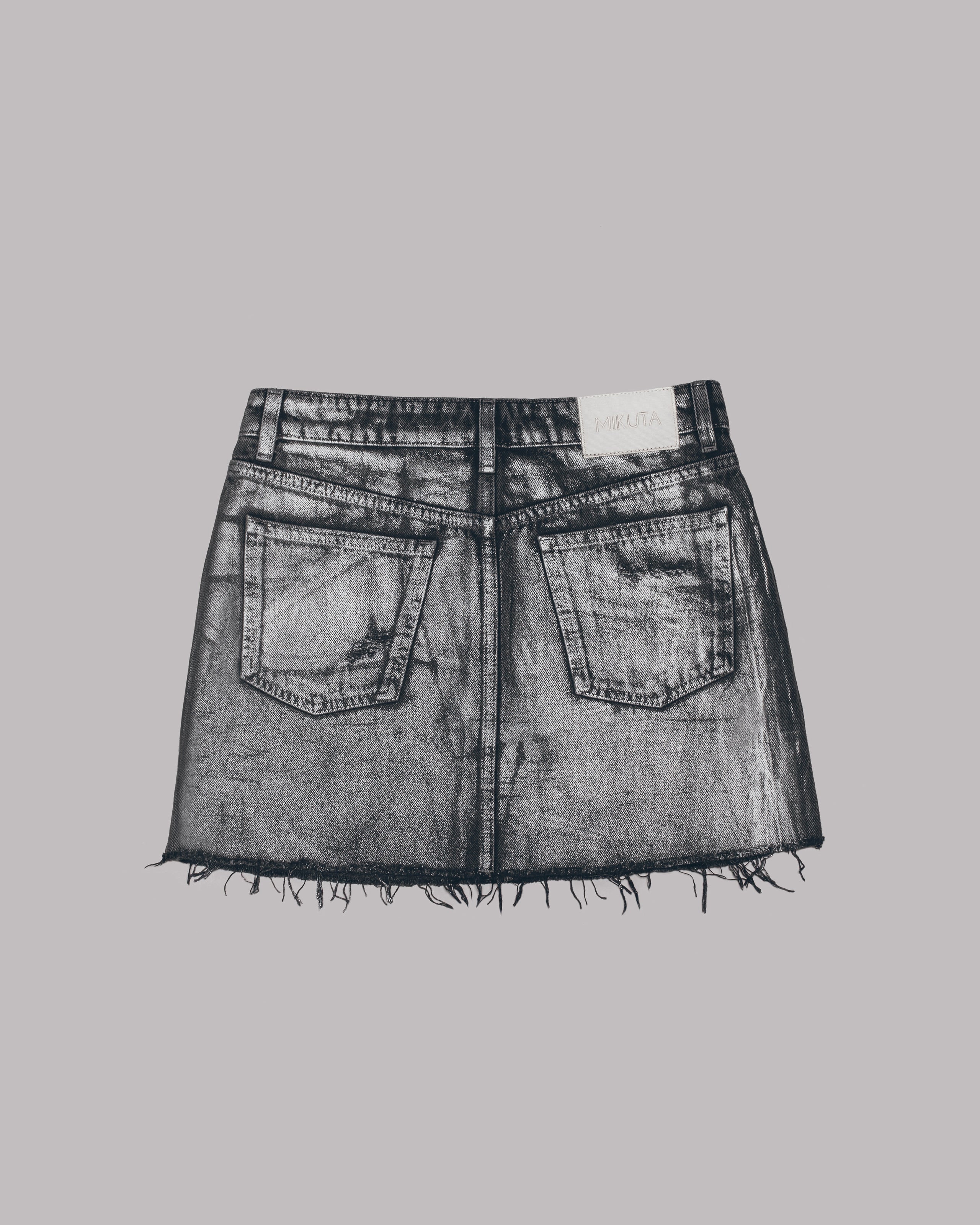 Black Shimmer Denim Skirt - Product photo