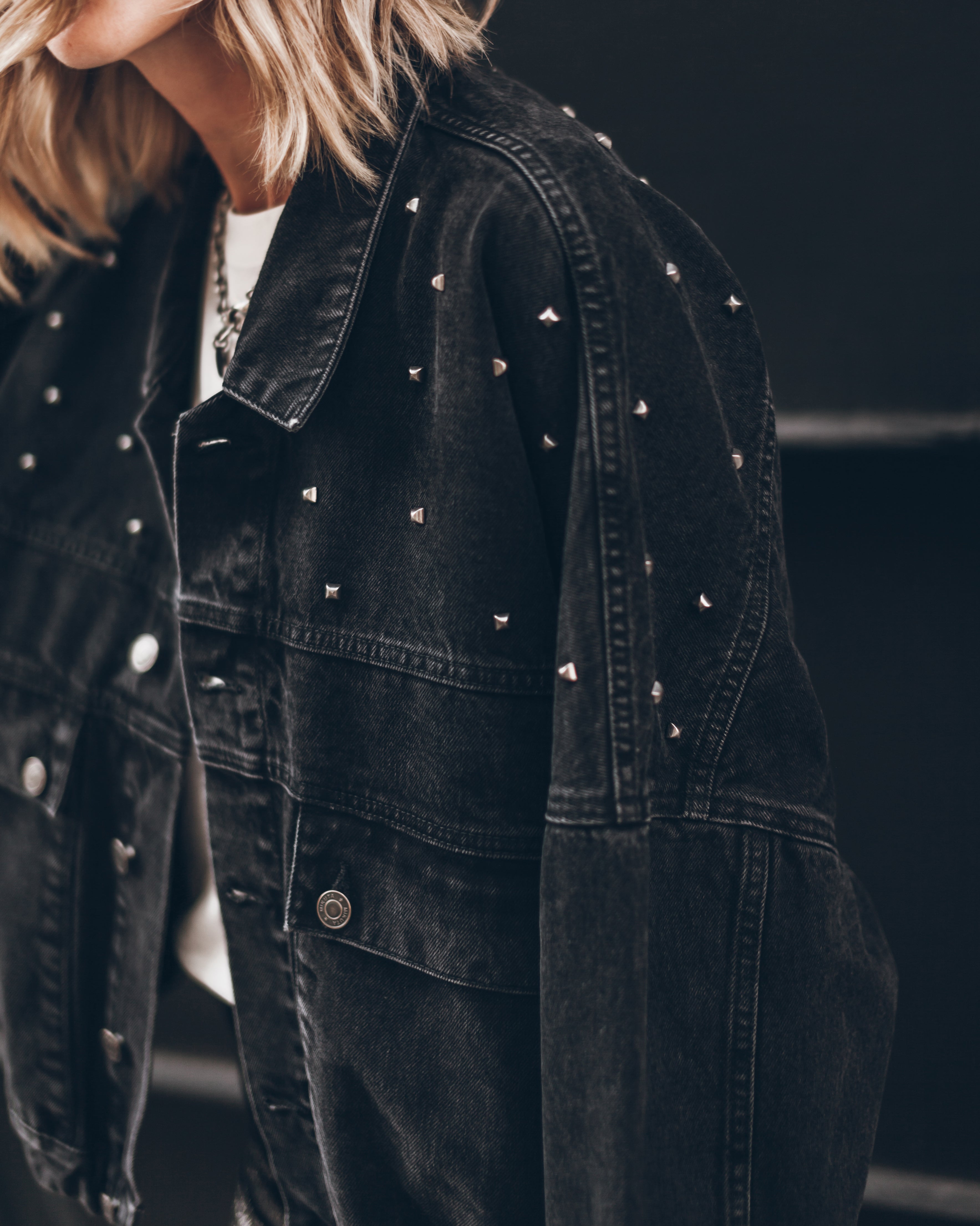 The Black Studded Denim Jacket – MIKUTA