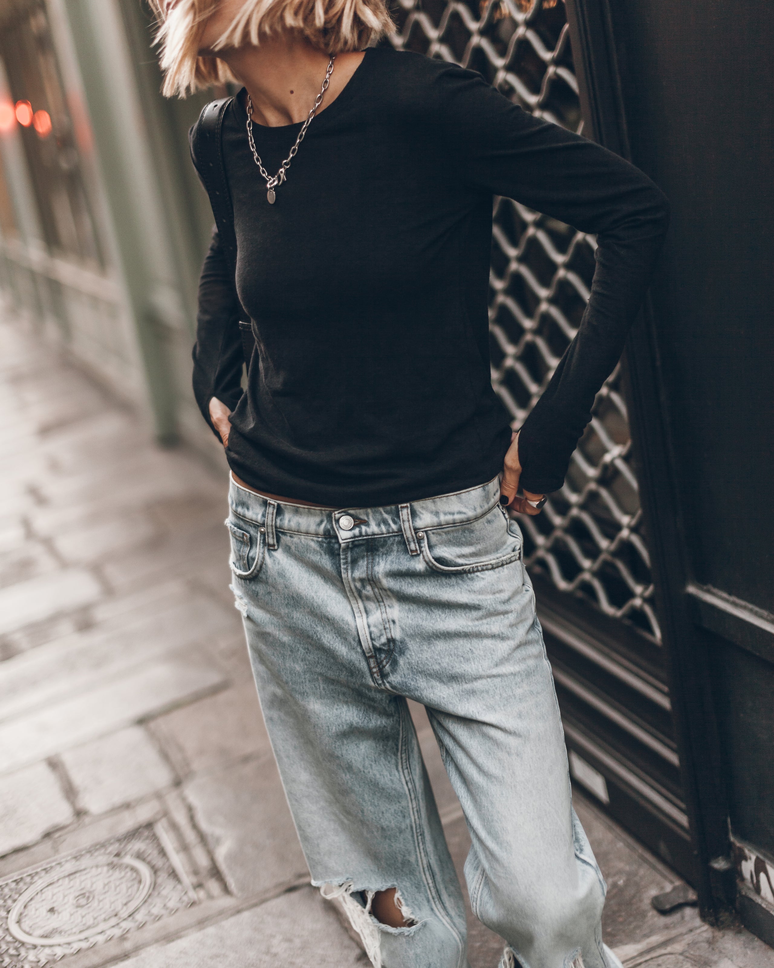 Black Thin Linen Longsleeve - Product photo