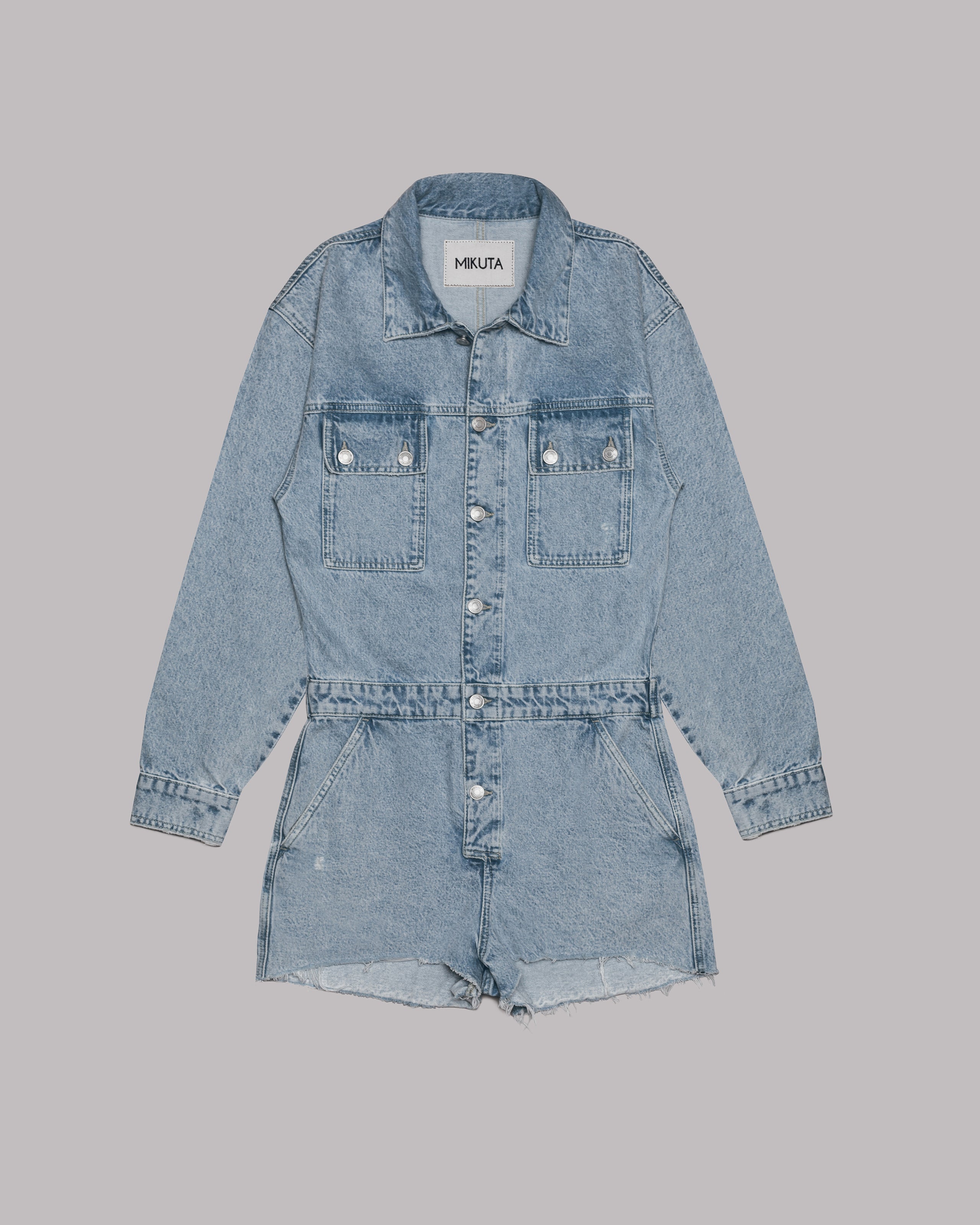Blue Short Denim Jumpsuit - Product photo