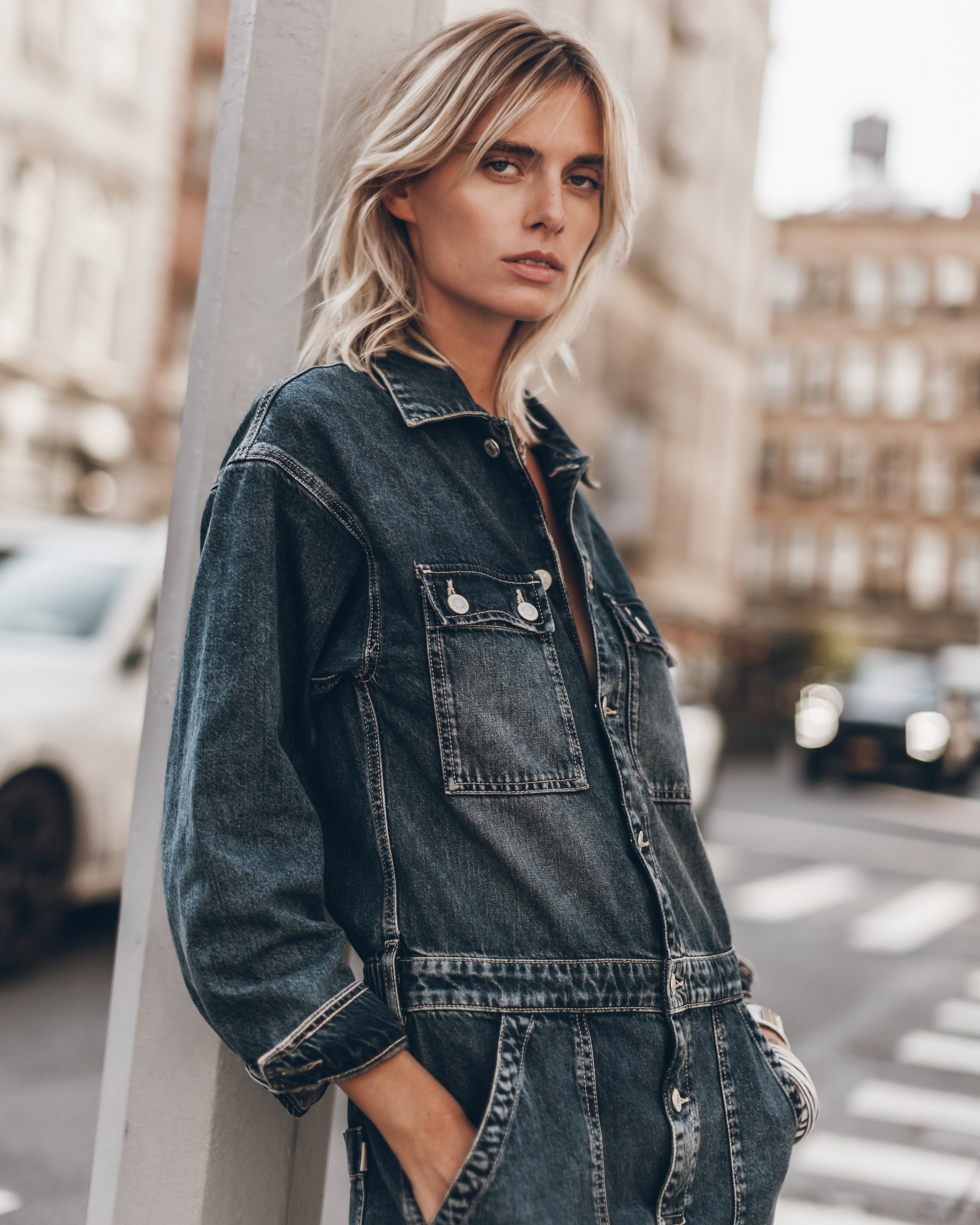 Dark Blue Denim Jumpsuit - Product photo