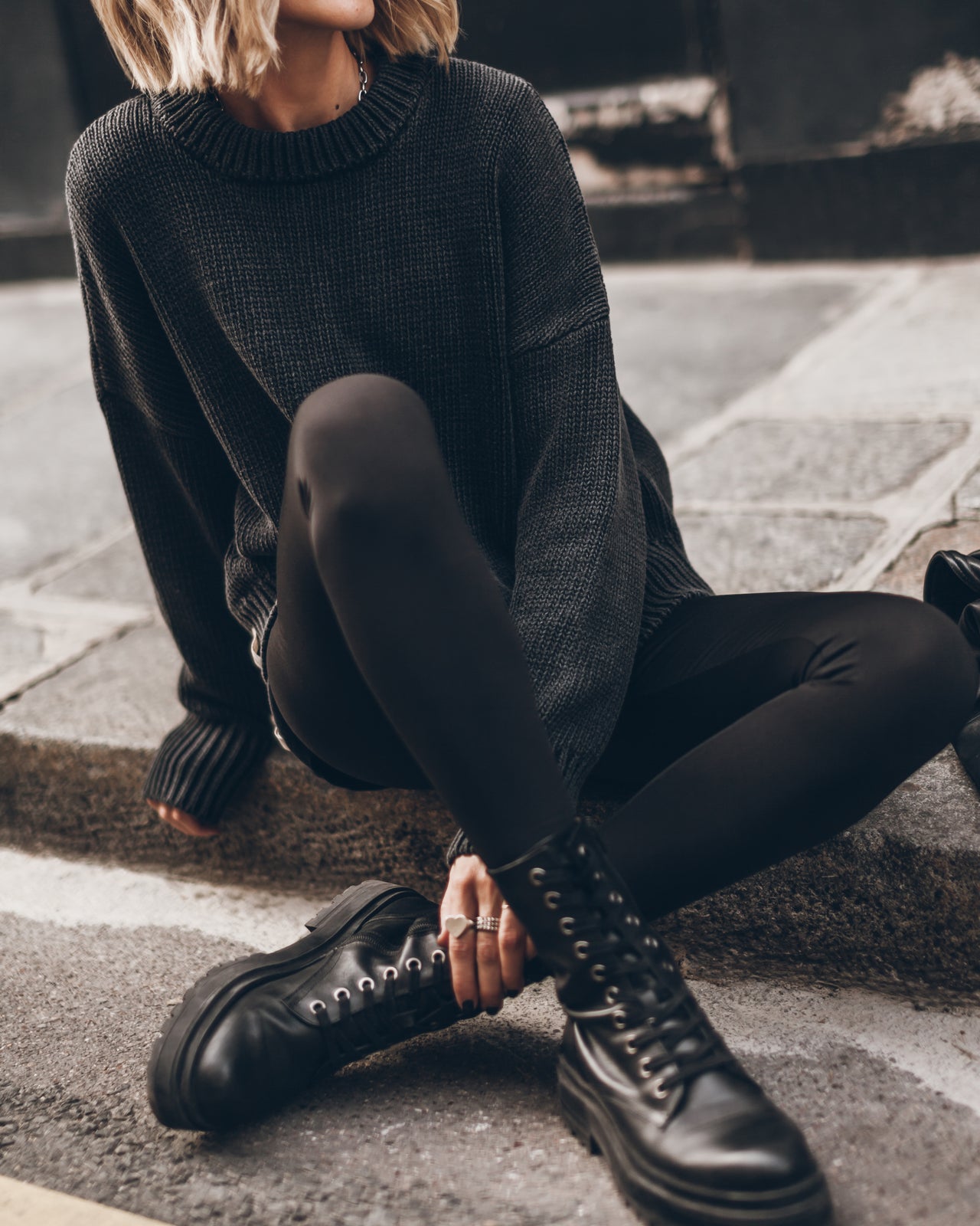 Dark Faded Knit Sweater - Product photo