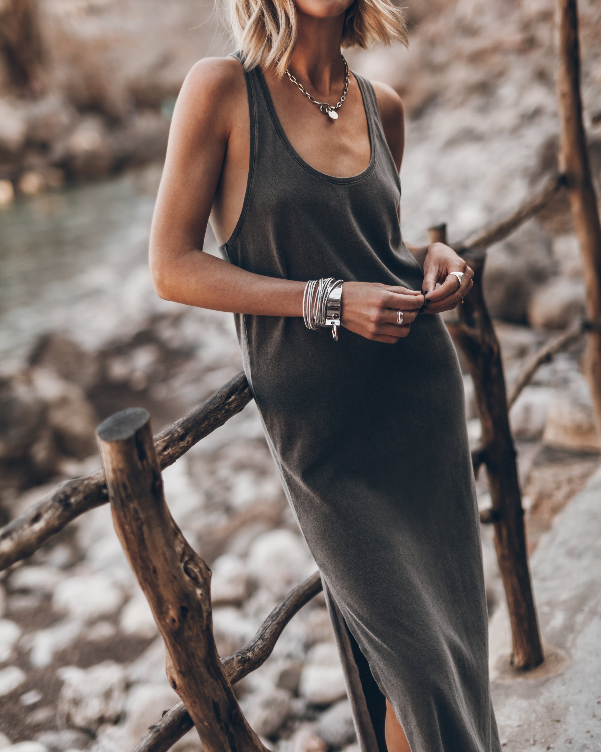 Dark Faded Twisted Tank Dress - Product photo