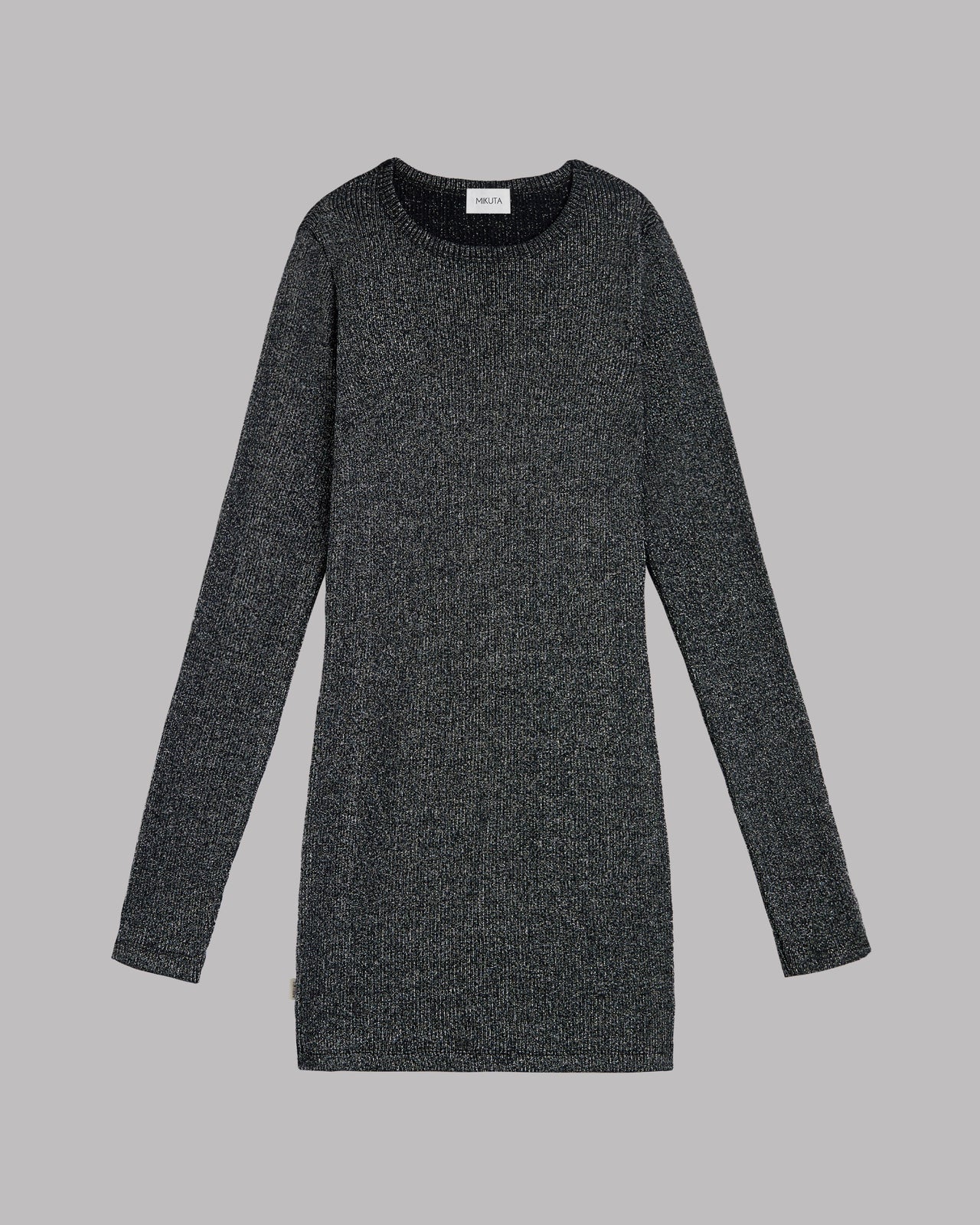 Dark Glitter Ribbed Short Longsleeve Dress - Product photo