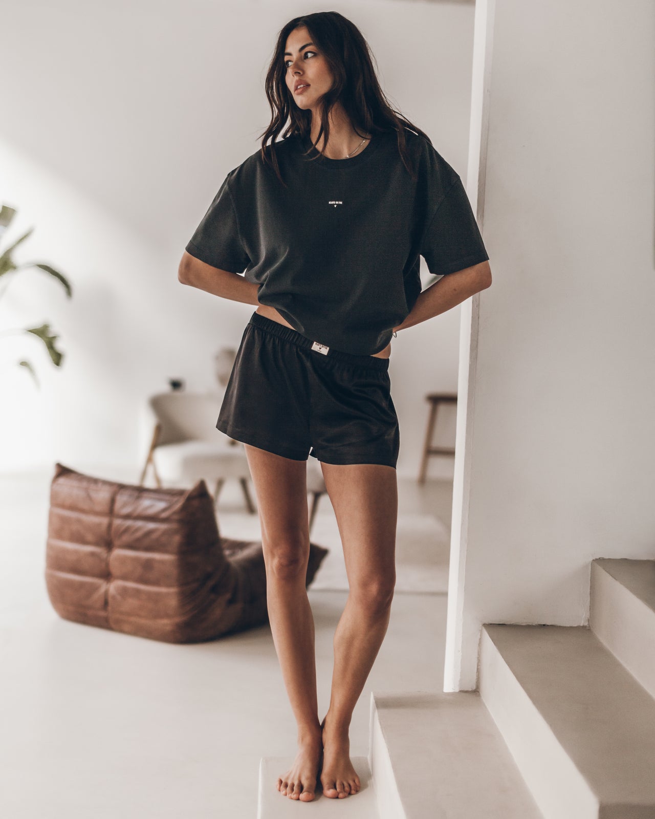 Dark Hearts On Fire Unisex Shirt Black Silk Boxer Shorts - Product photo