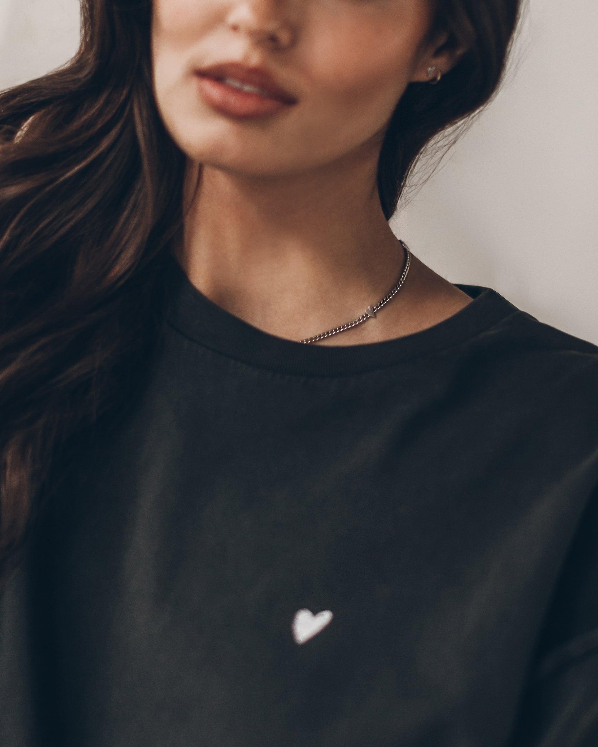 Dark Love Signs Unisex Shirt Tiny Heart Necklace - Product photo