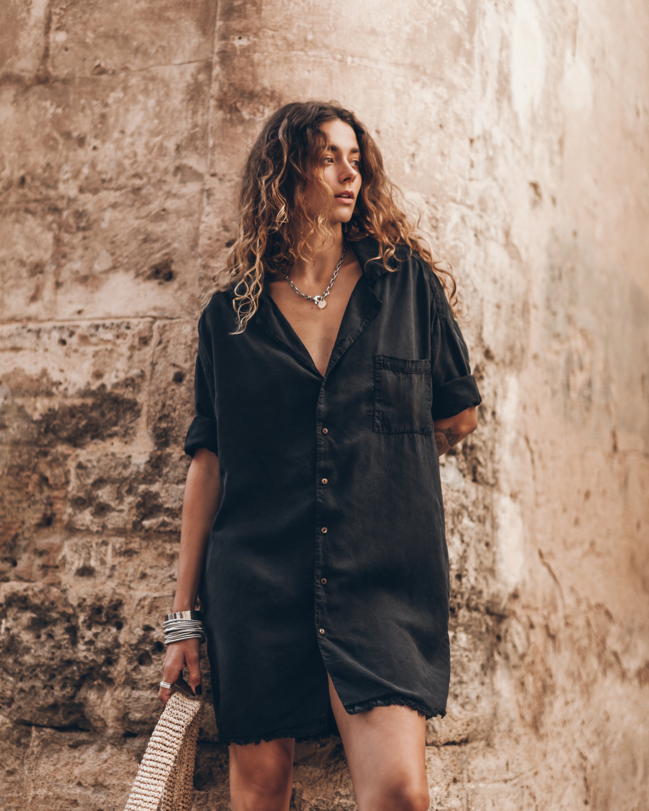 Dark Shirt Dress - Product photo