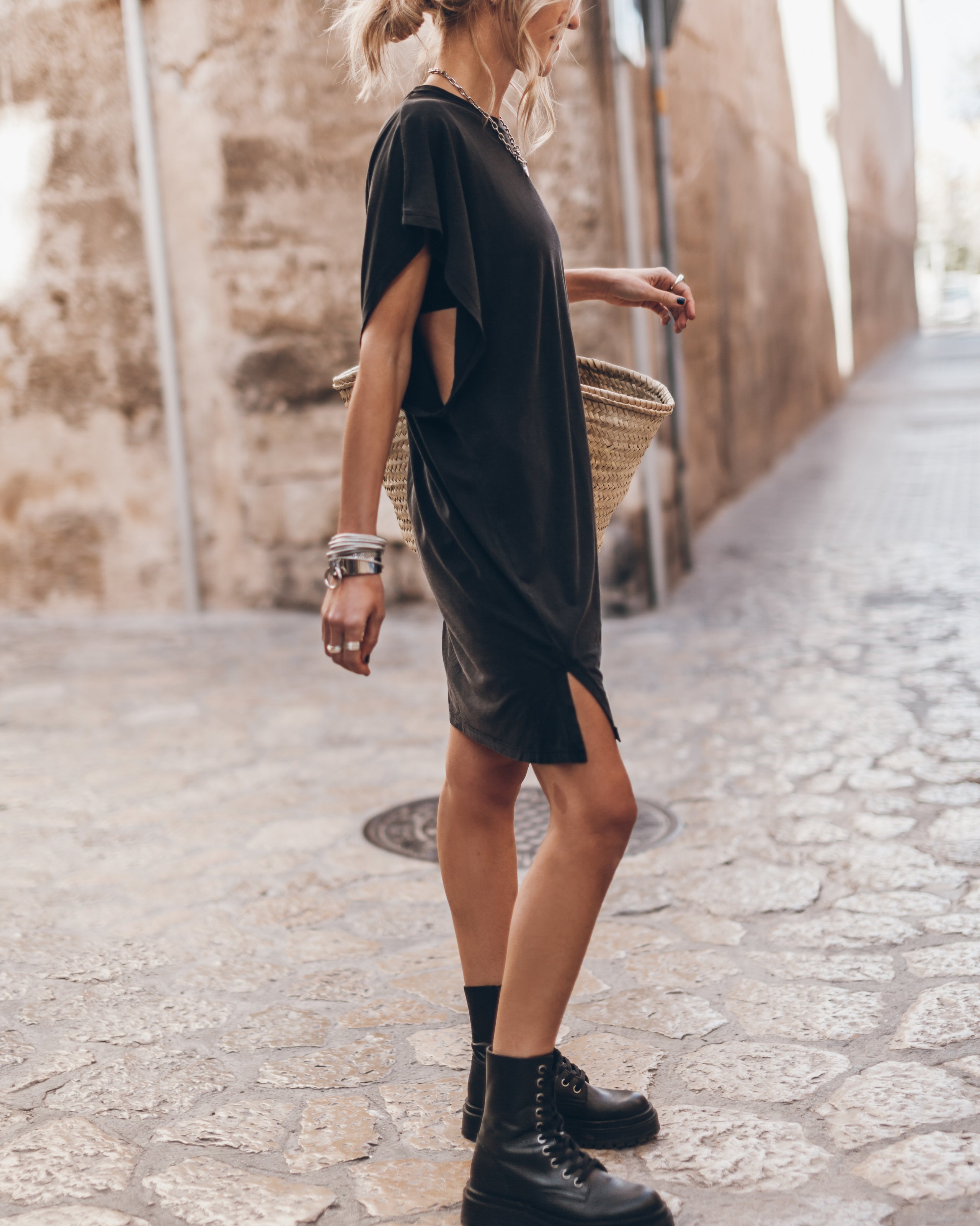 Dark Short Batwing Dress - Product photo