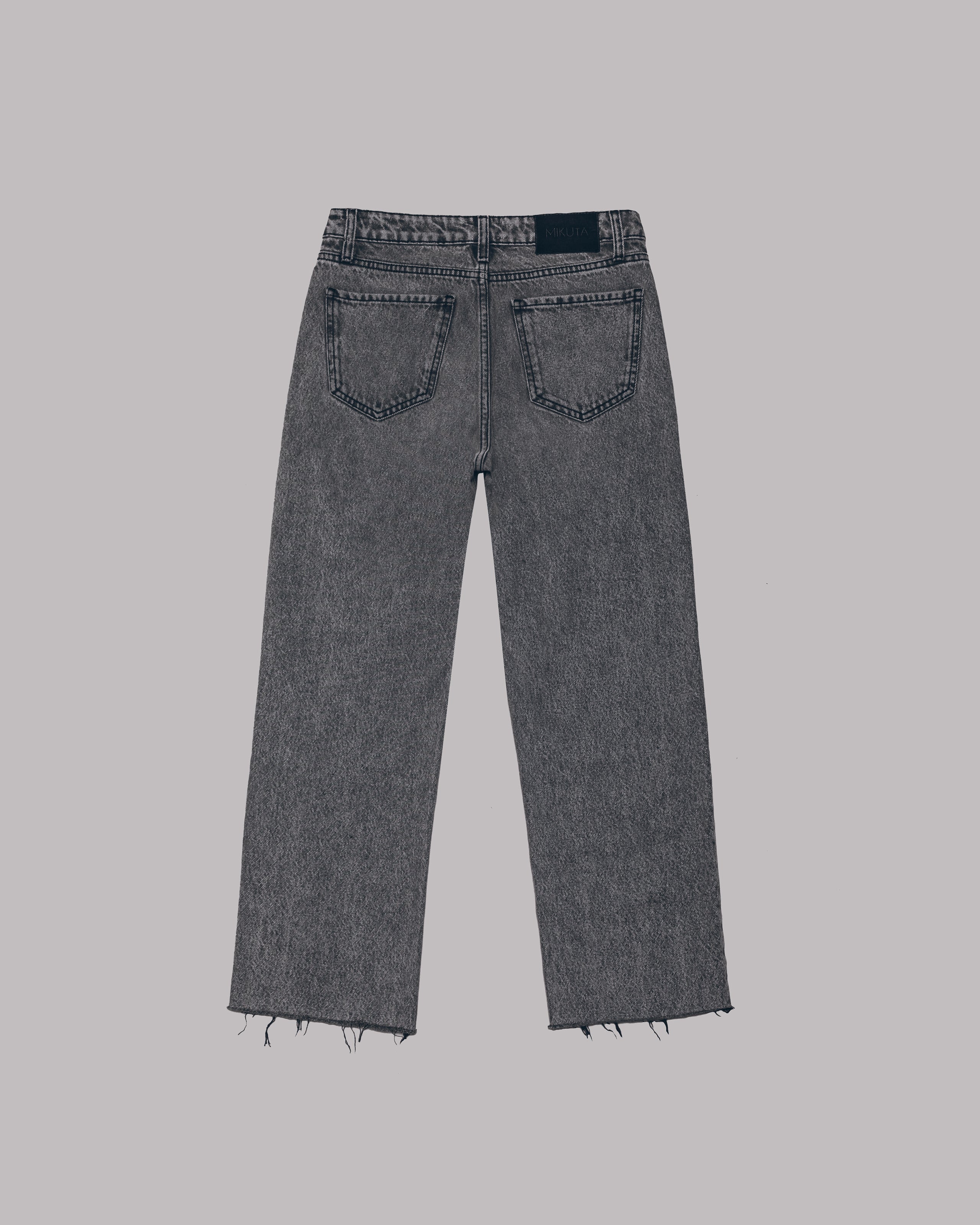 Grey Cropped Straight Jeans - Product photo