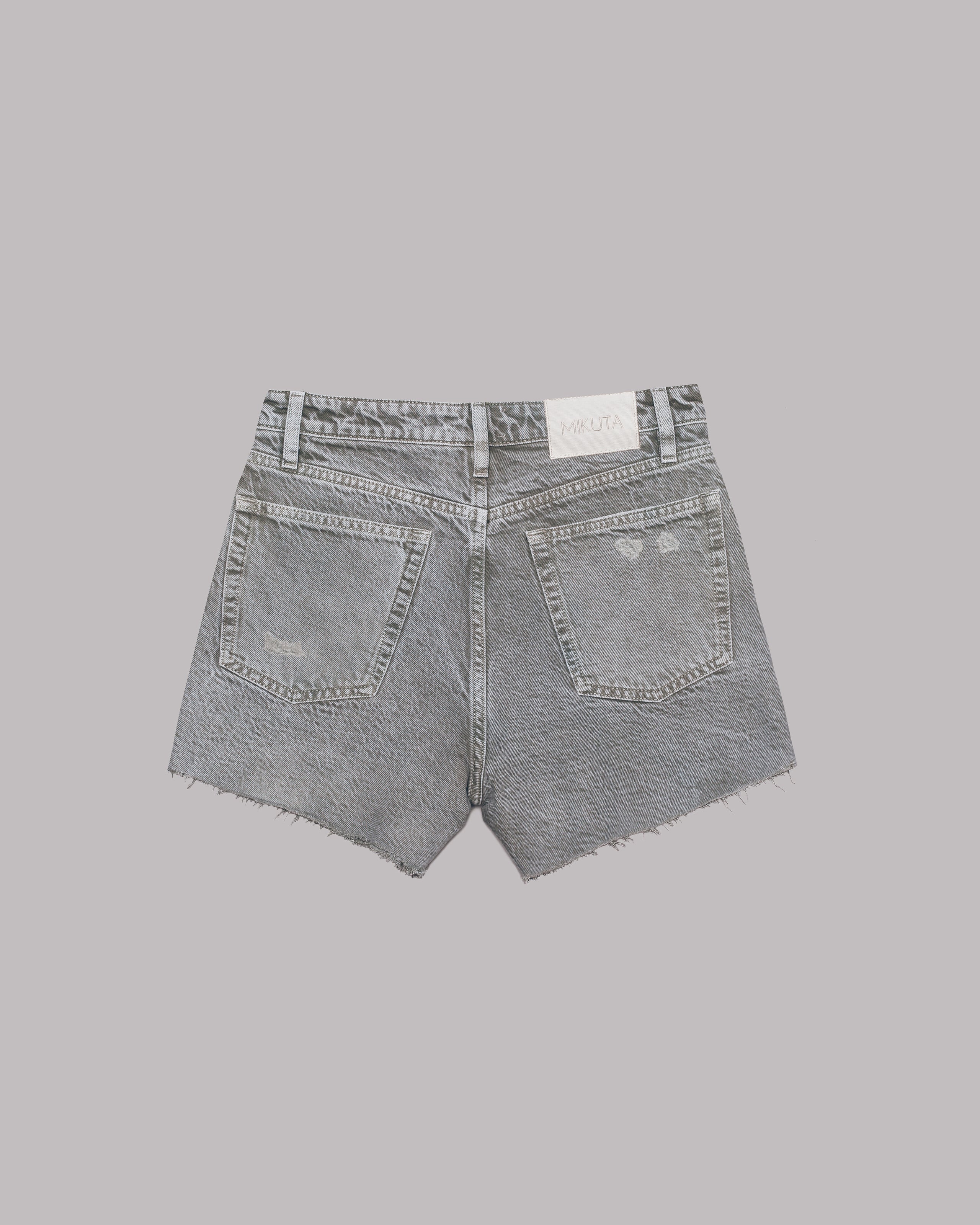 Khaki Faded Denim Shorts - Product photo