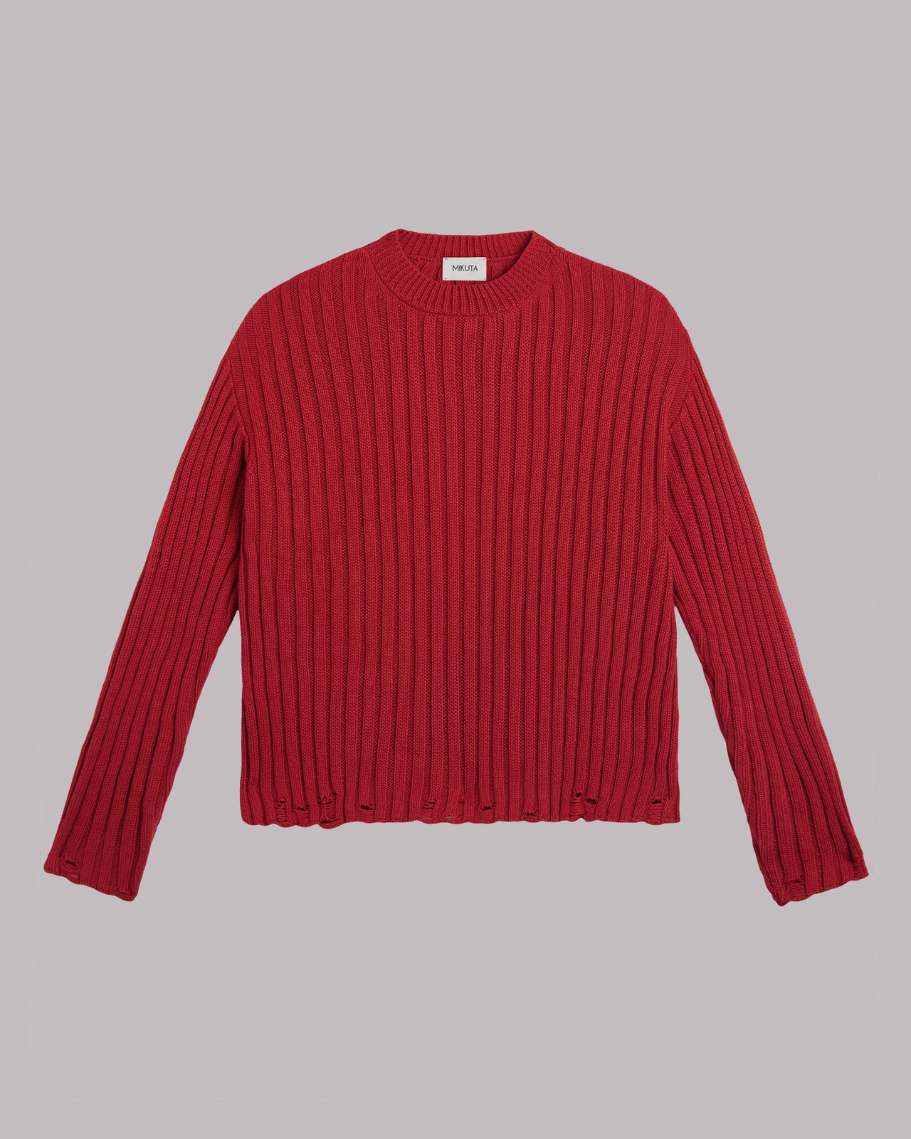 Red Destroyed Knitted Sweater - Product photo