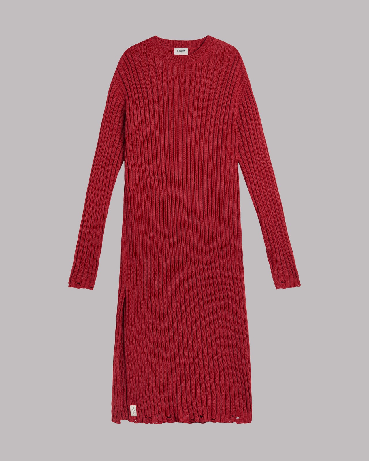 Red Knit Longsleeve Dress - Product photo