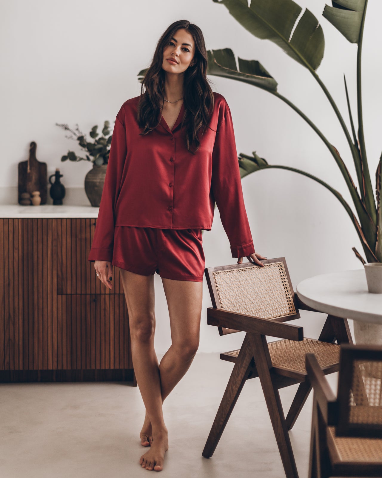 Red Silk Shirt Red Silk Boxer Shorts - Product photo