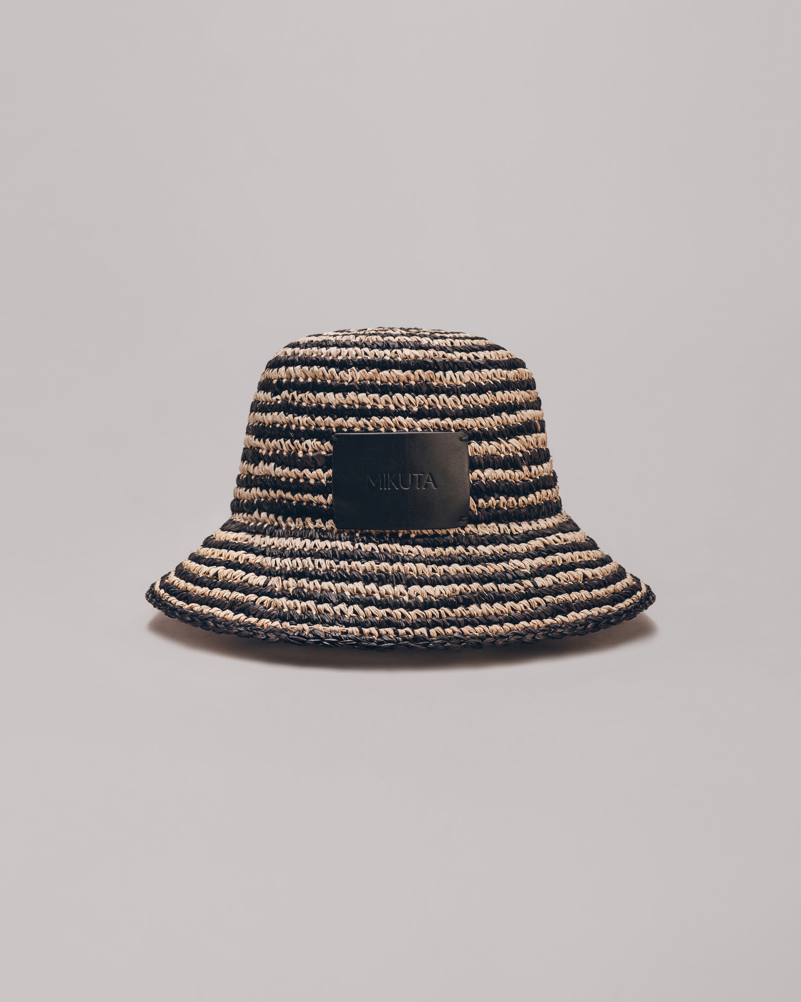Striped Raffia Bucket Hat - Product photo