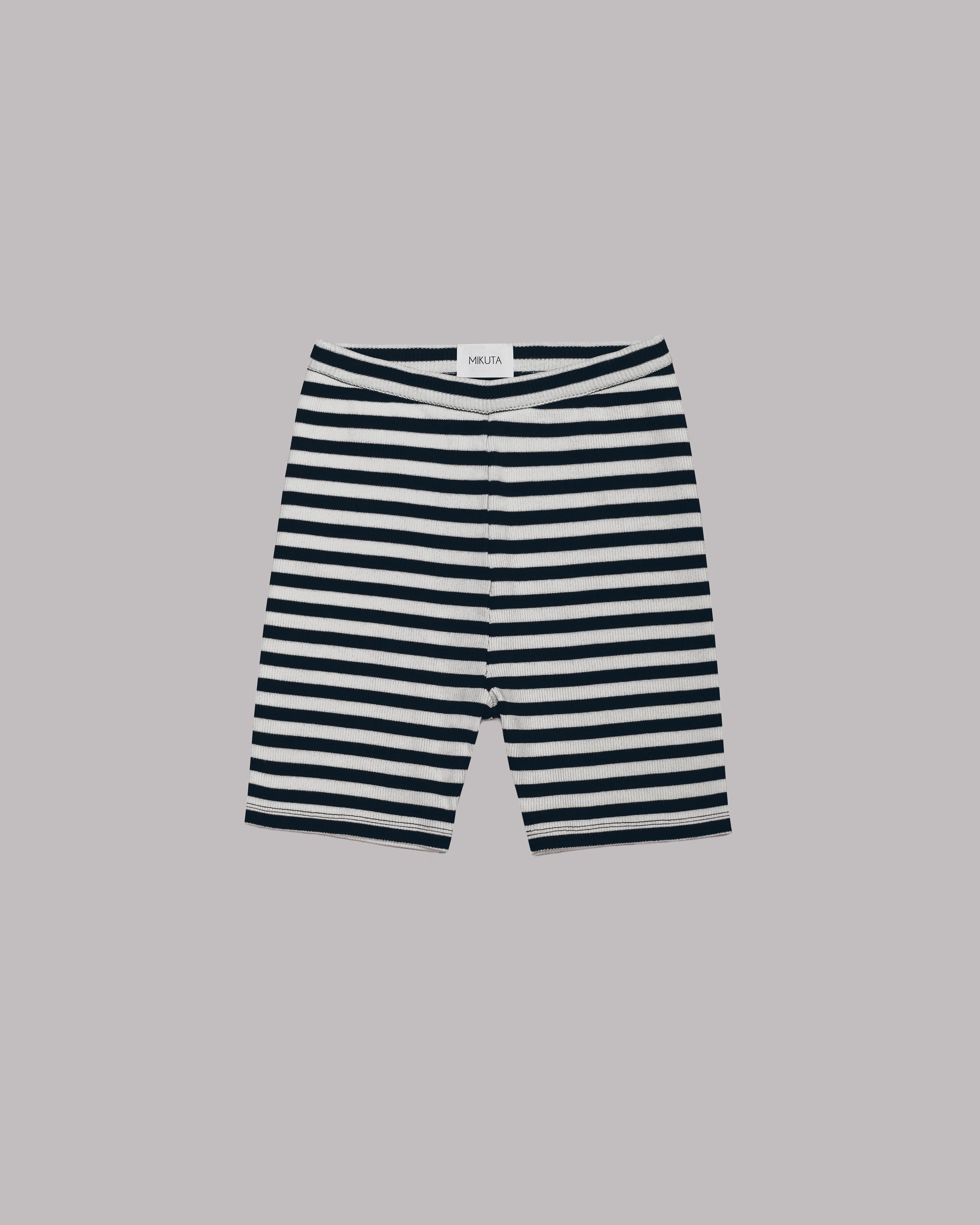 Striped Ribbed Biker Shorts - Product photo