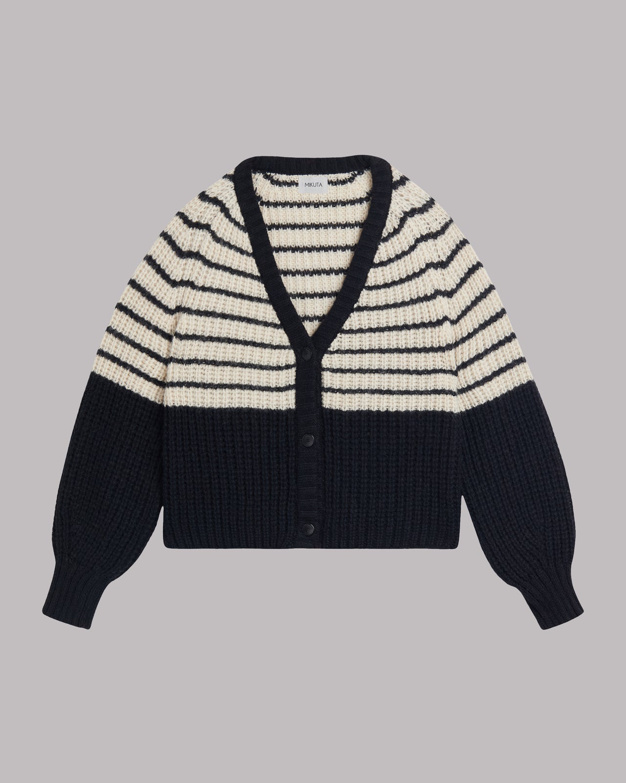 Striped Short Knitted Cardigan - Product photo