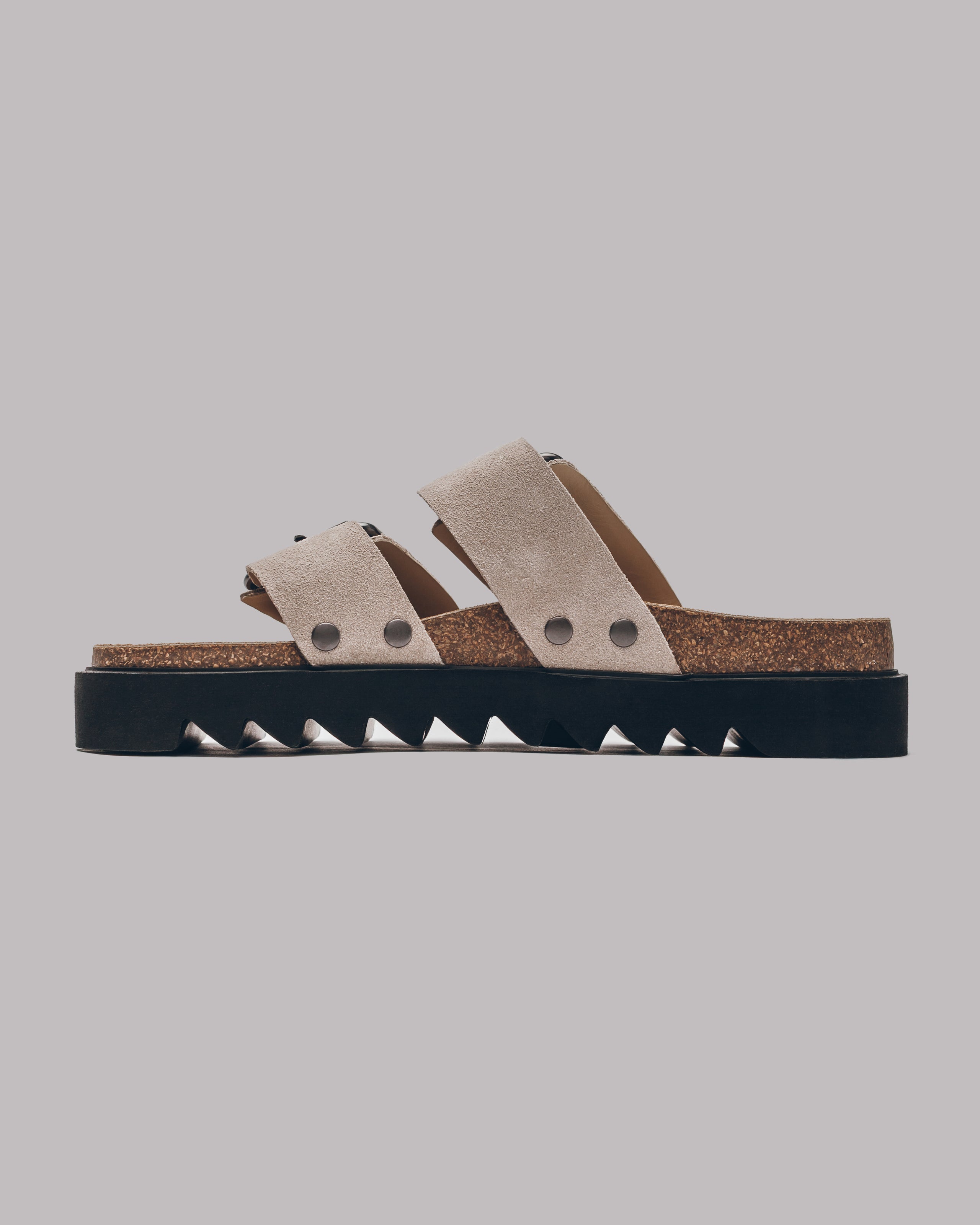 The Beige Suede Buckle Sandals