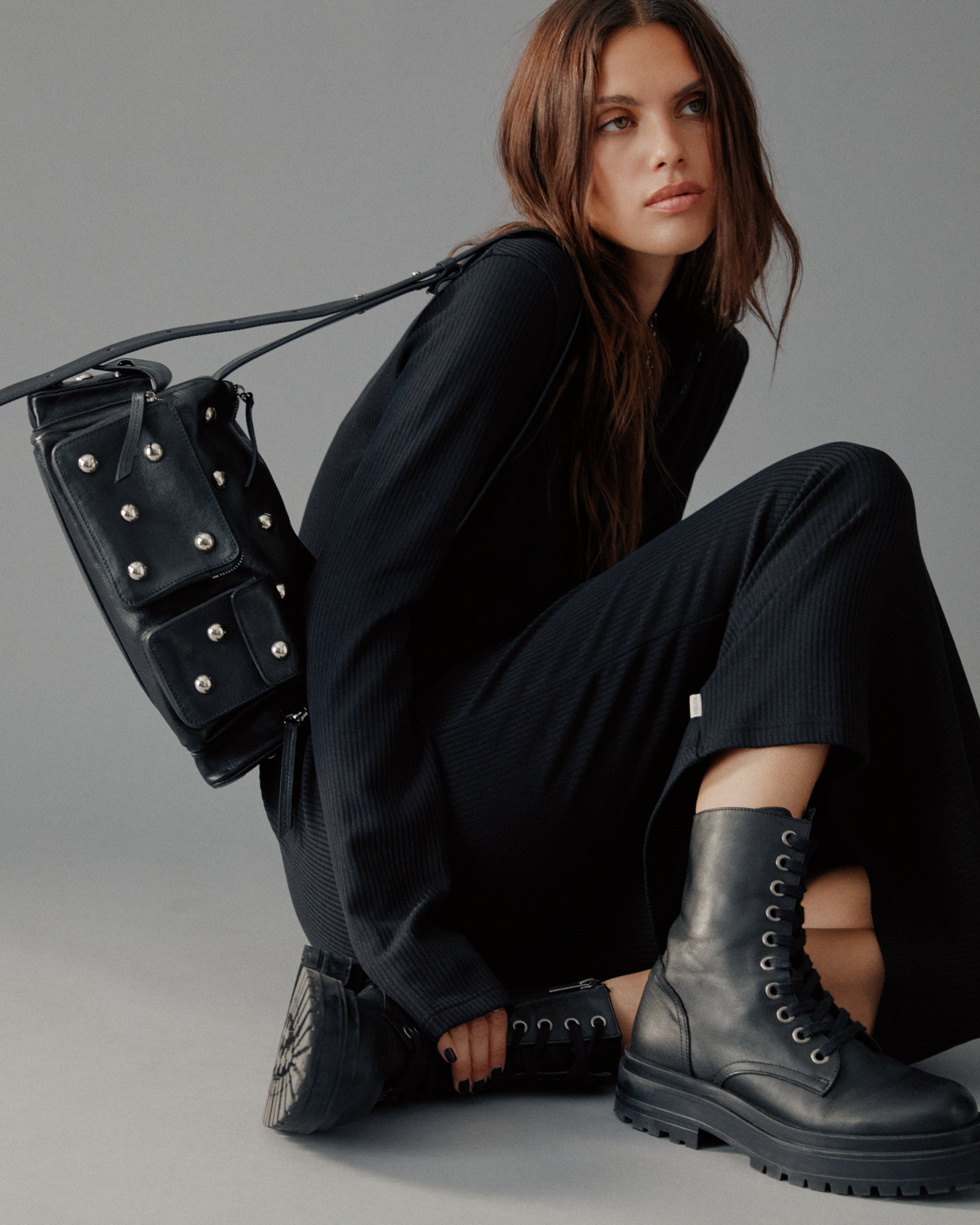 The Black Buttoned Ribbed Dress