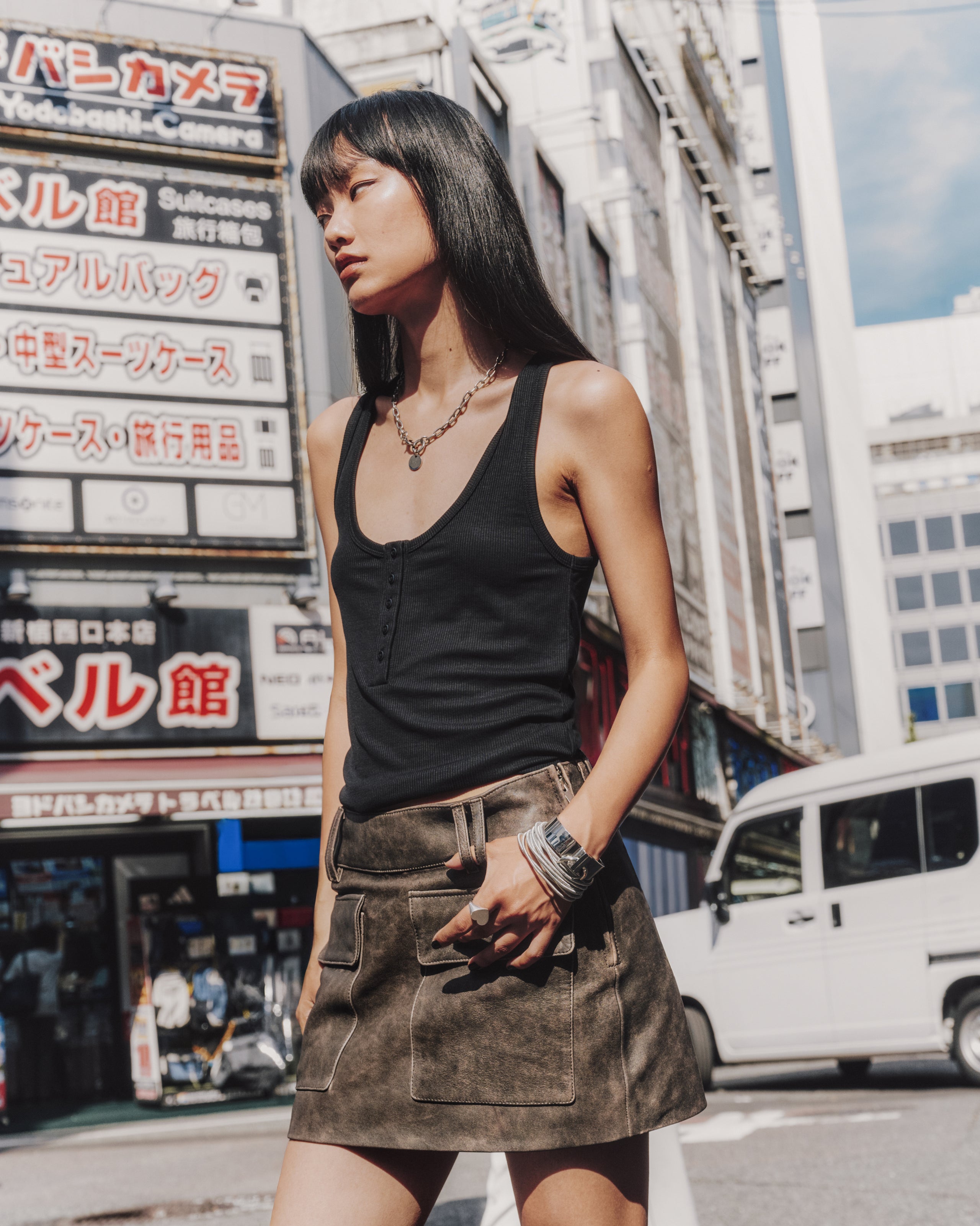 The Black Buttoned Tank Top