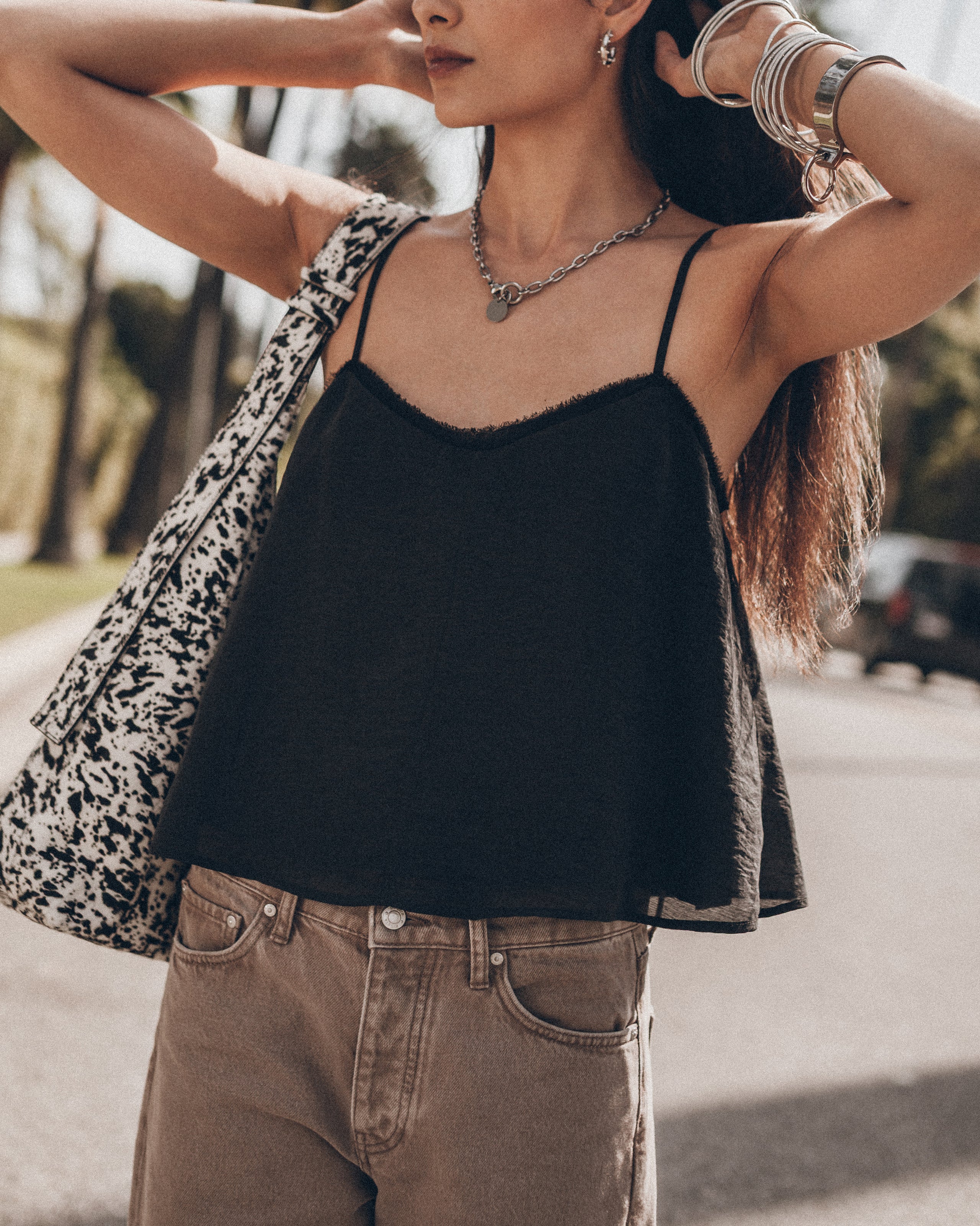 The Black Chill Top The Chestnut Baggy Jeans The Hobo Bag The Me Necklace The Bangles The Cuff Lo...