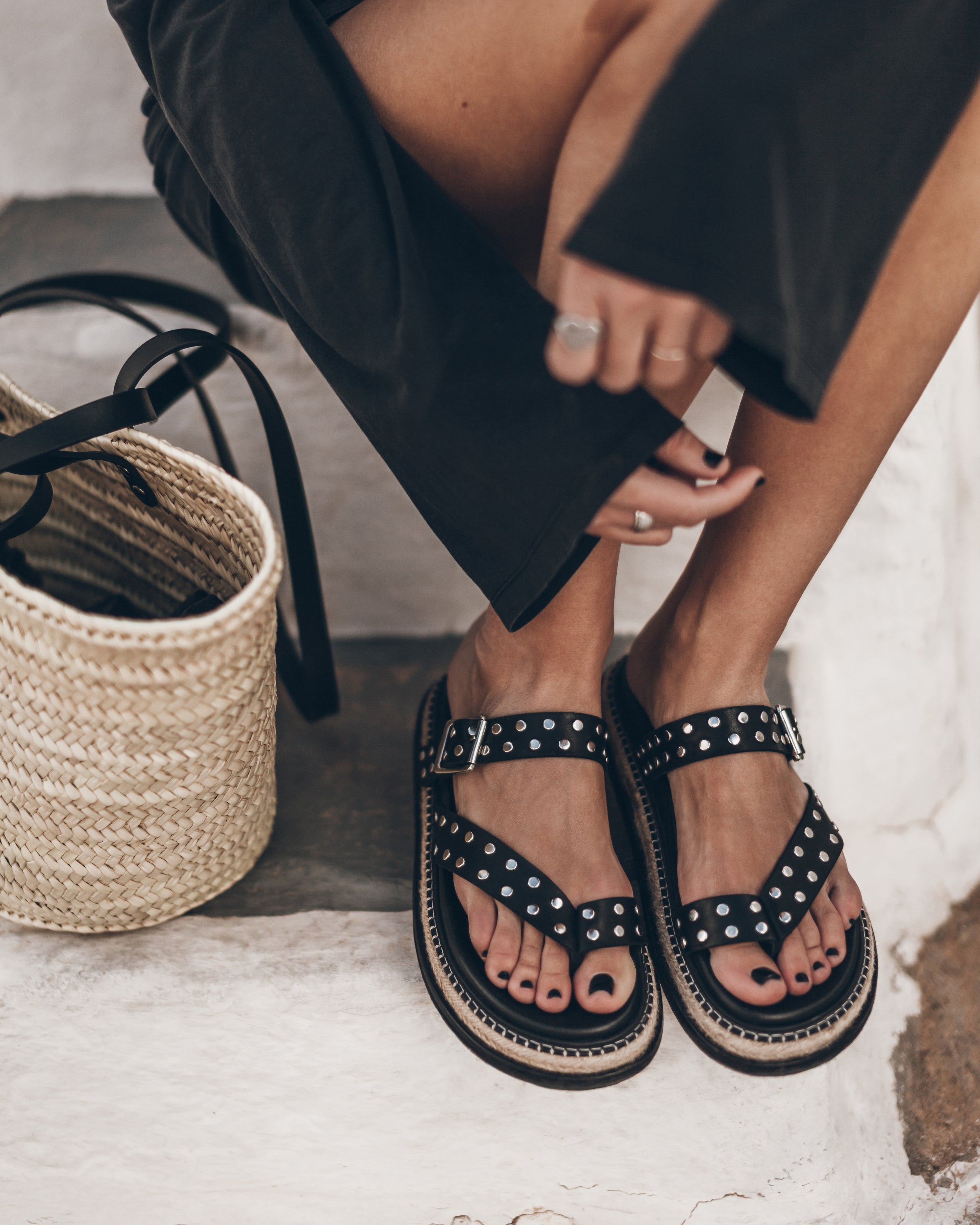 The Black Chunky Sandals