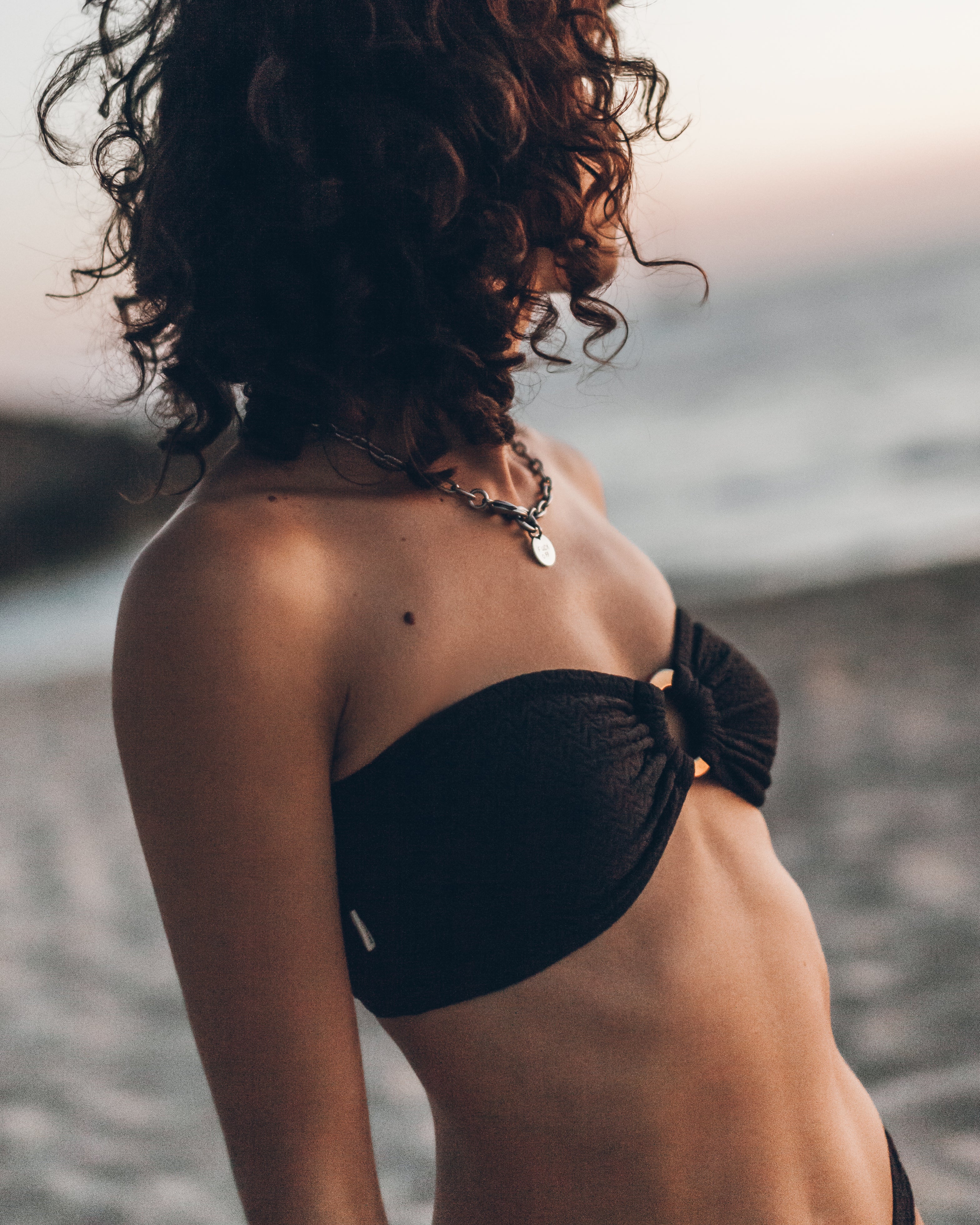 MIKUTA The Black Crinkle Bandeau Bikini Top - Main Image