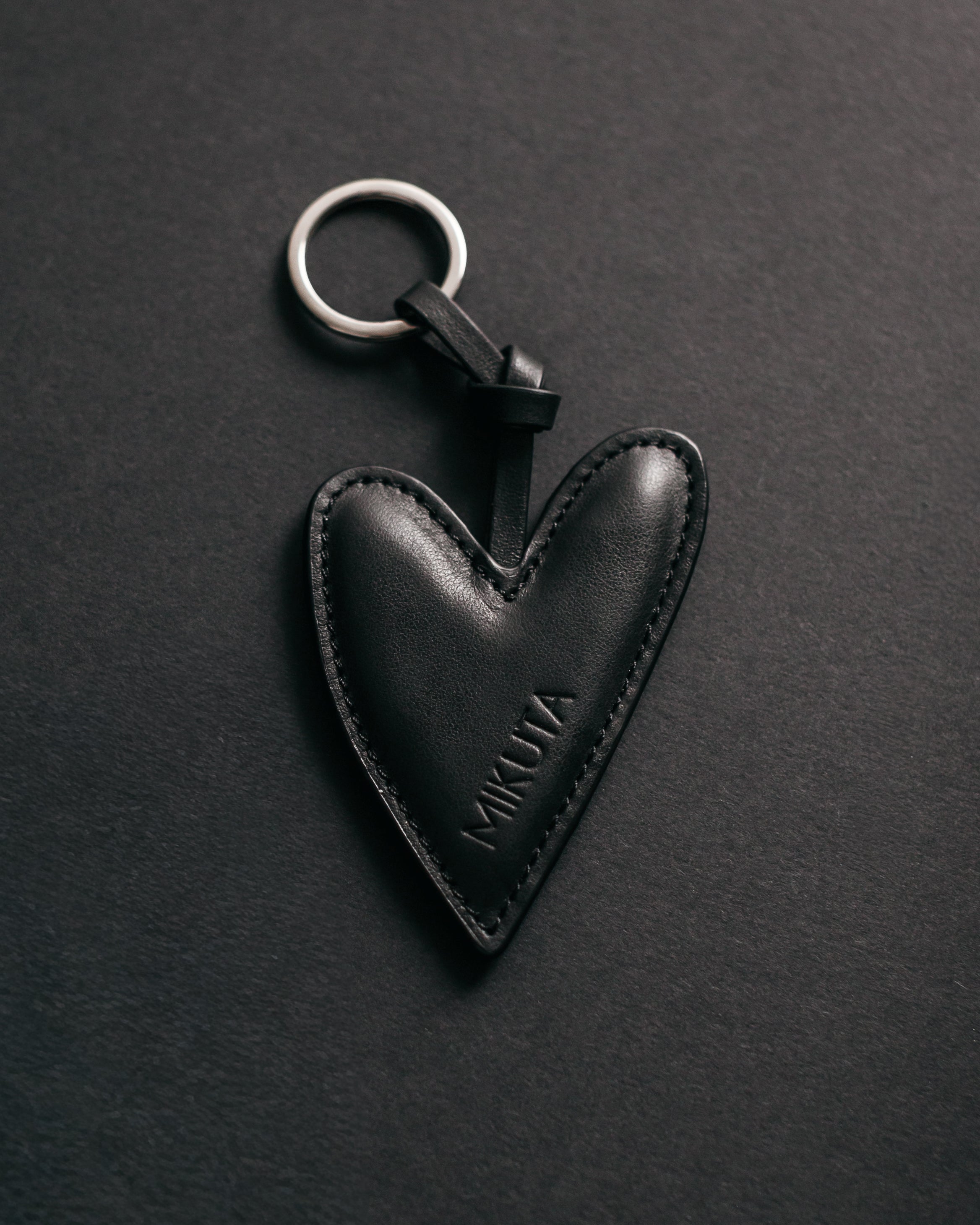 The Black Heart Leather Key Ring