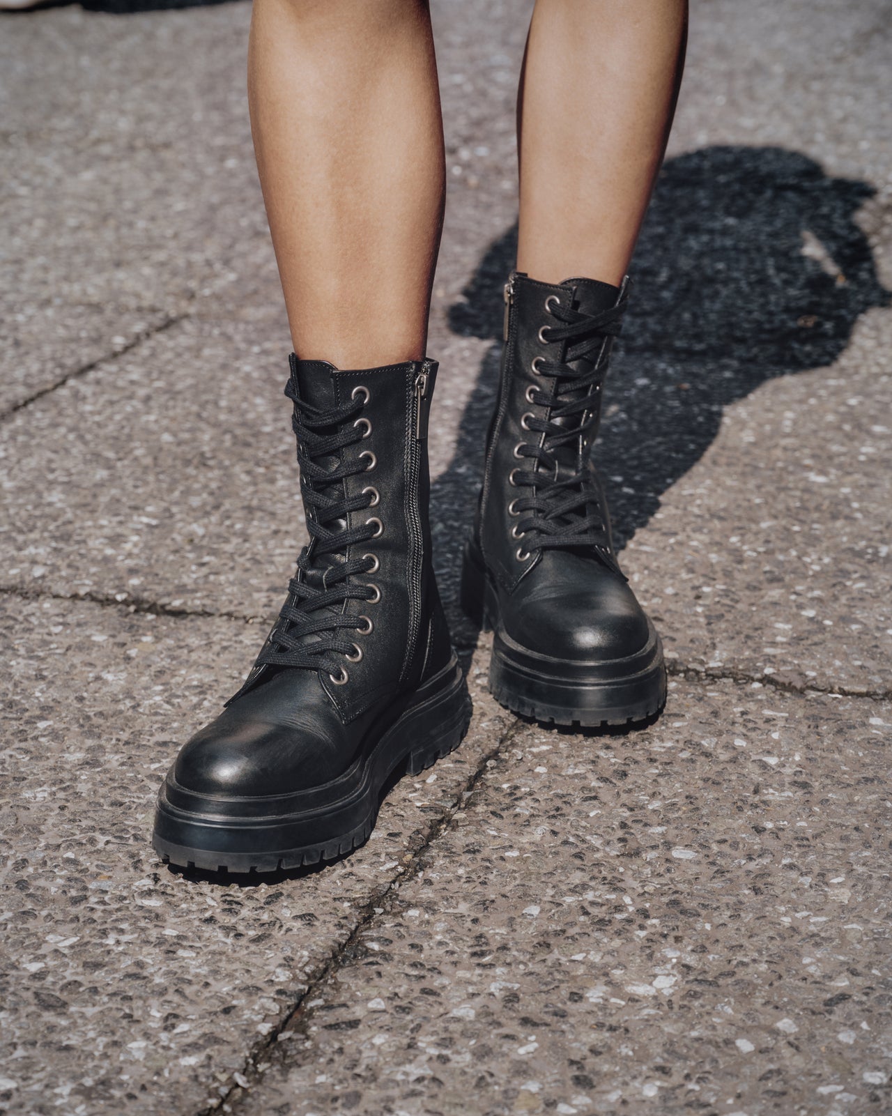 The Black Laced Leather Boots