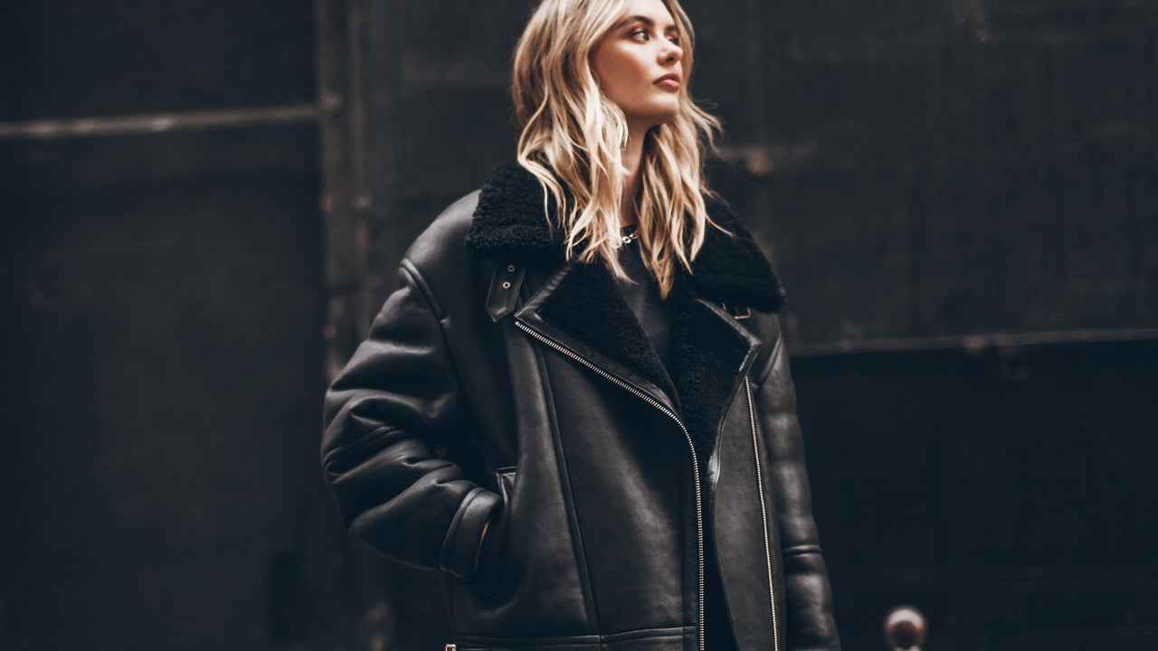 The Black Leather Shearling Jacket