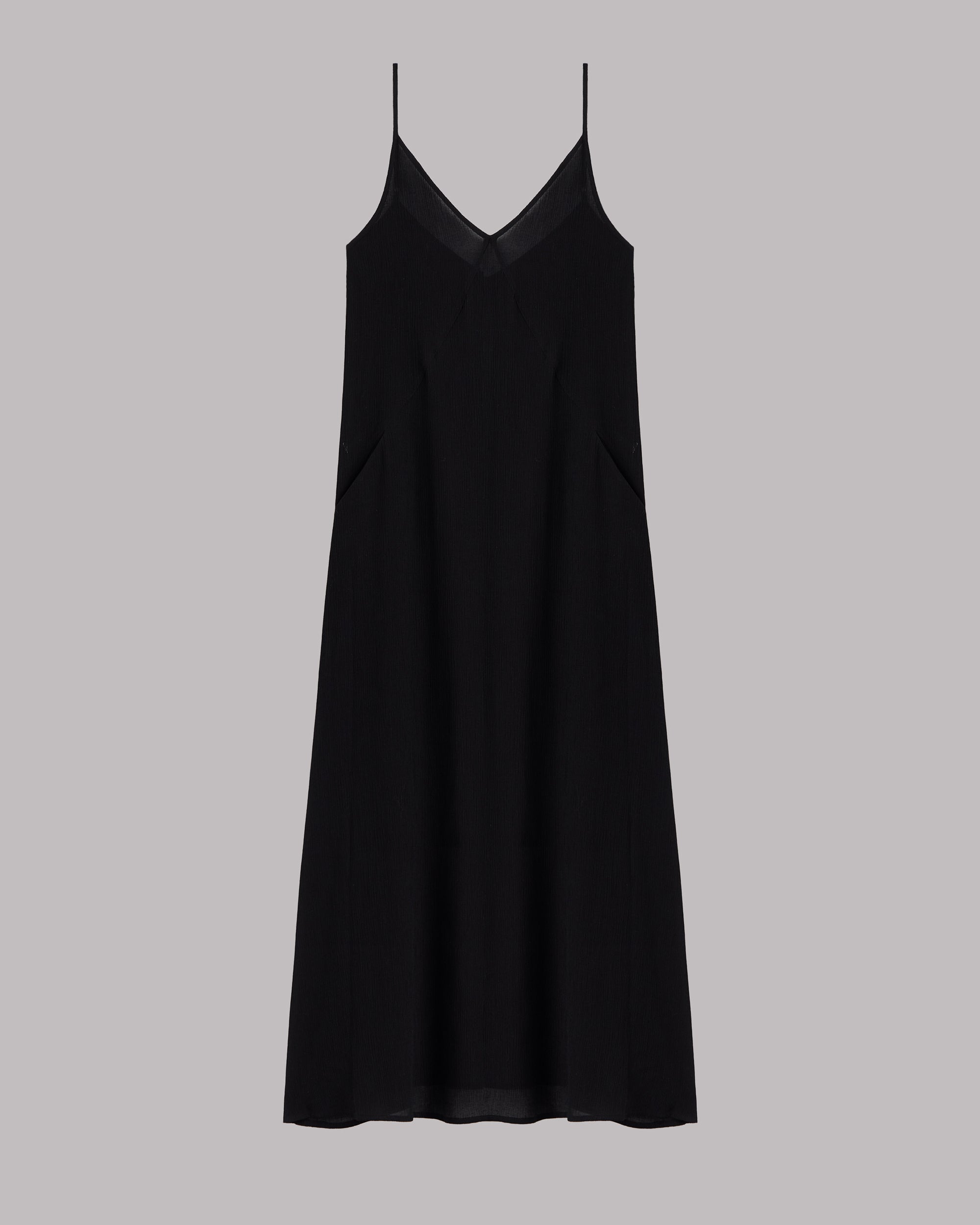 The Black Long Crinkle Dress - Product photo