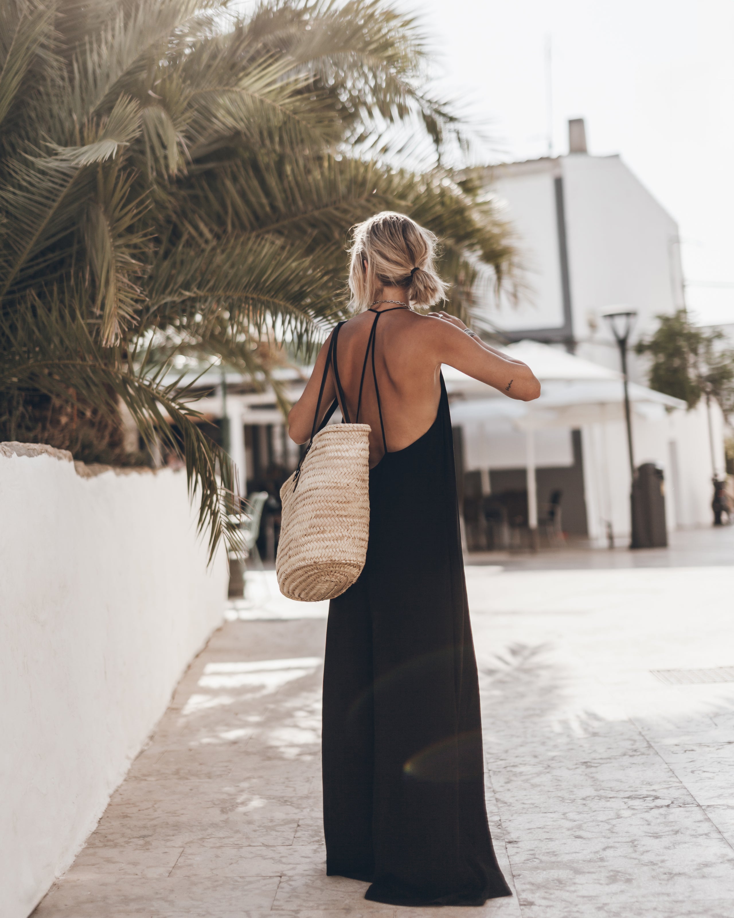 The Black Long Crinkle Jumpsuit The Large Cesta Bag - Product photo