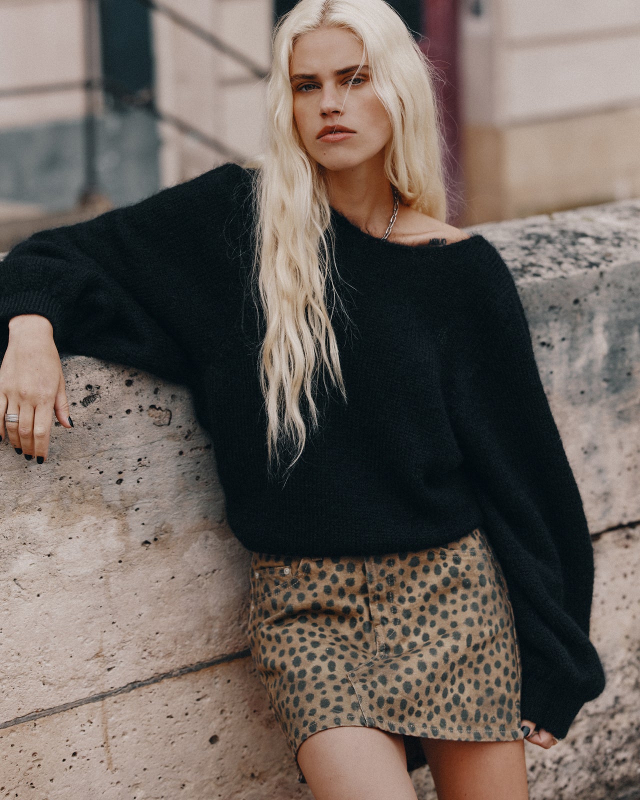 The Black Low Back Knotted Knit Sweater