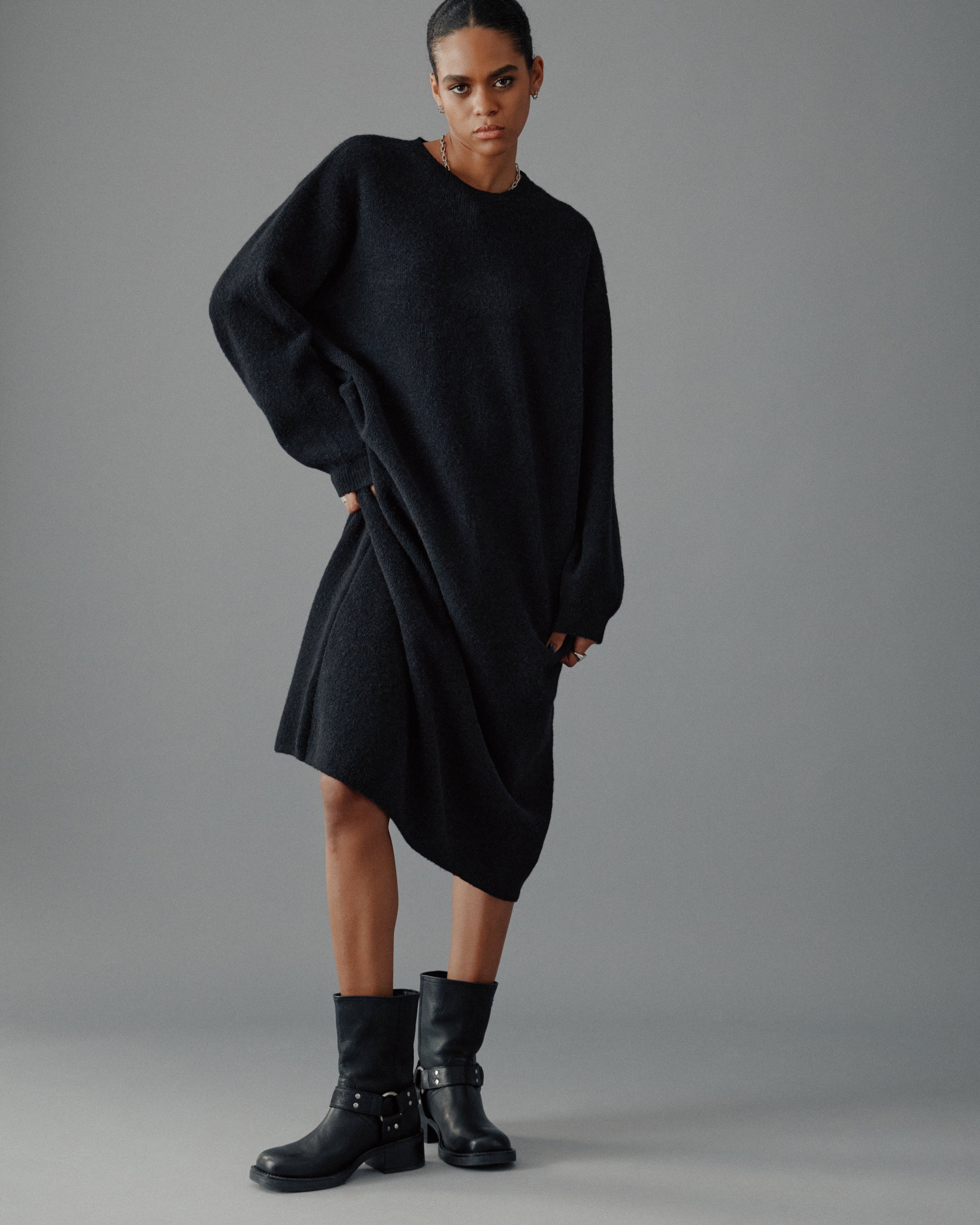 The Black Oversized Knitted Dress
