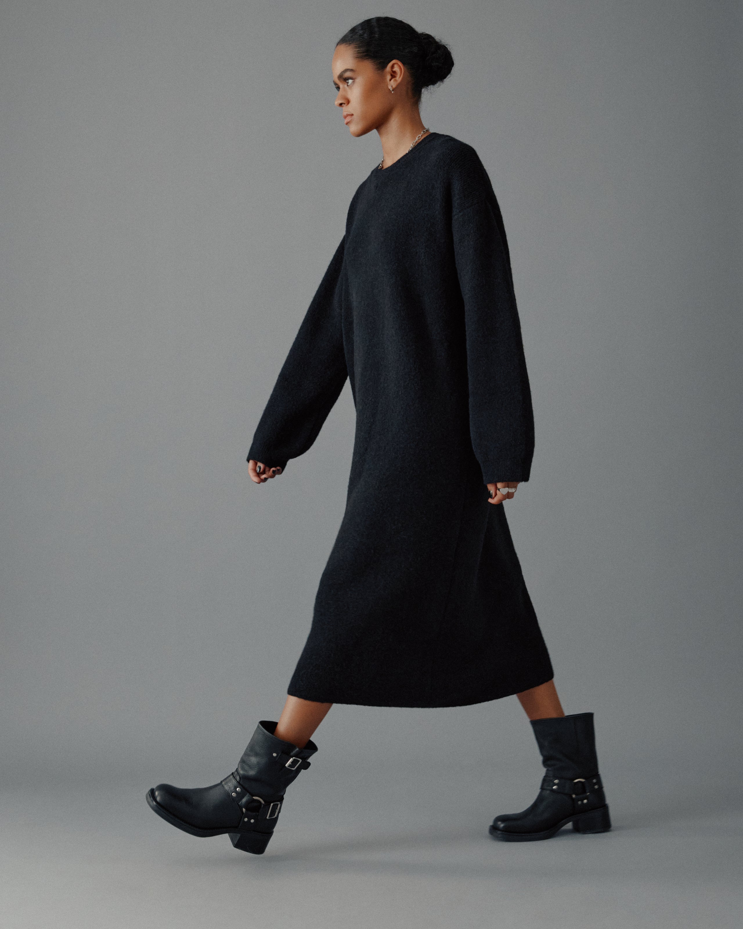 The Black Oversized Knitted Dress
