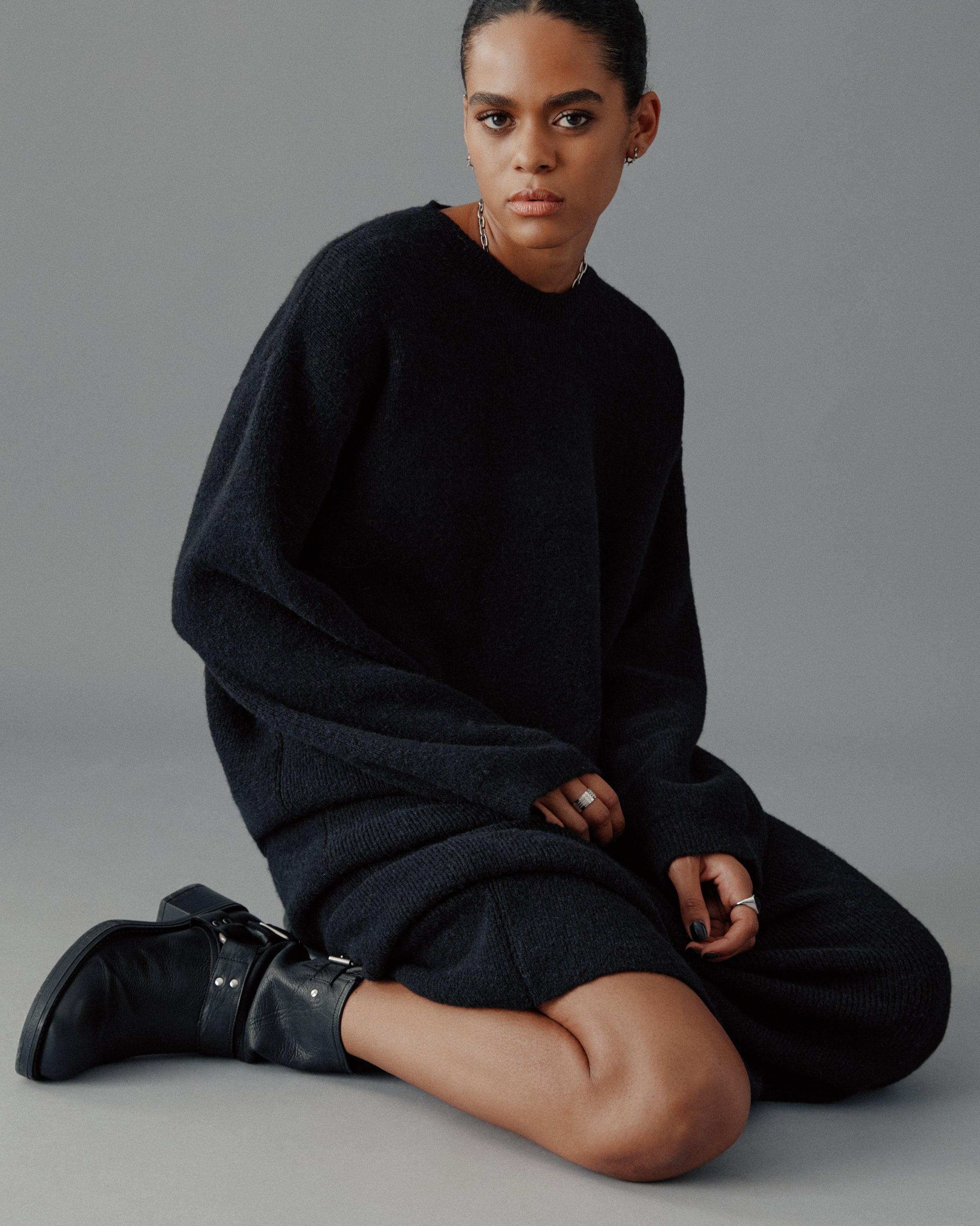 The Black Oversized Knitted Dress