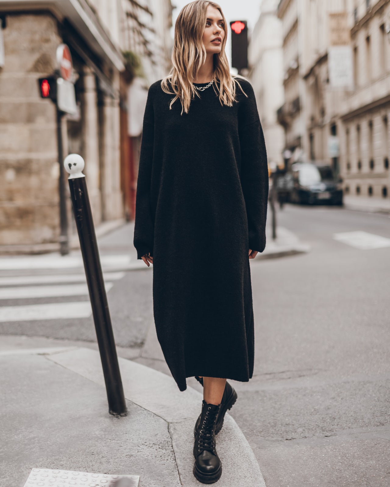 The Black Oversized Knitted Dress